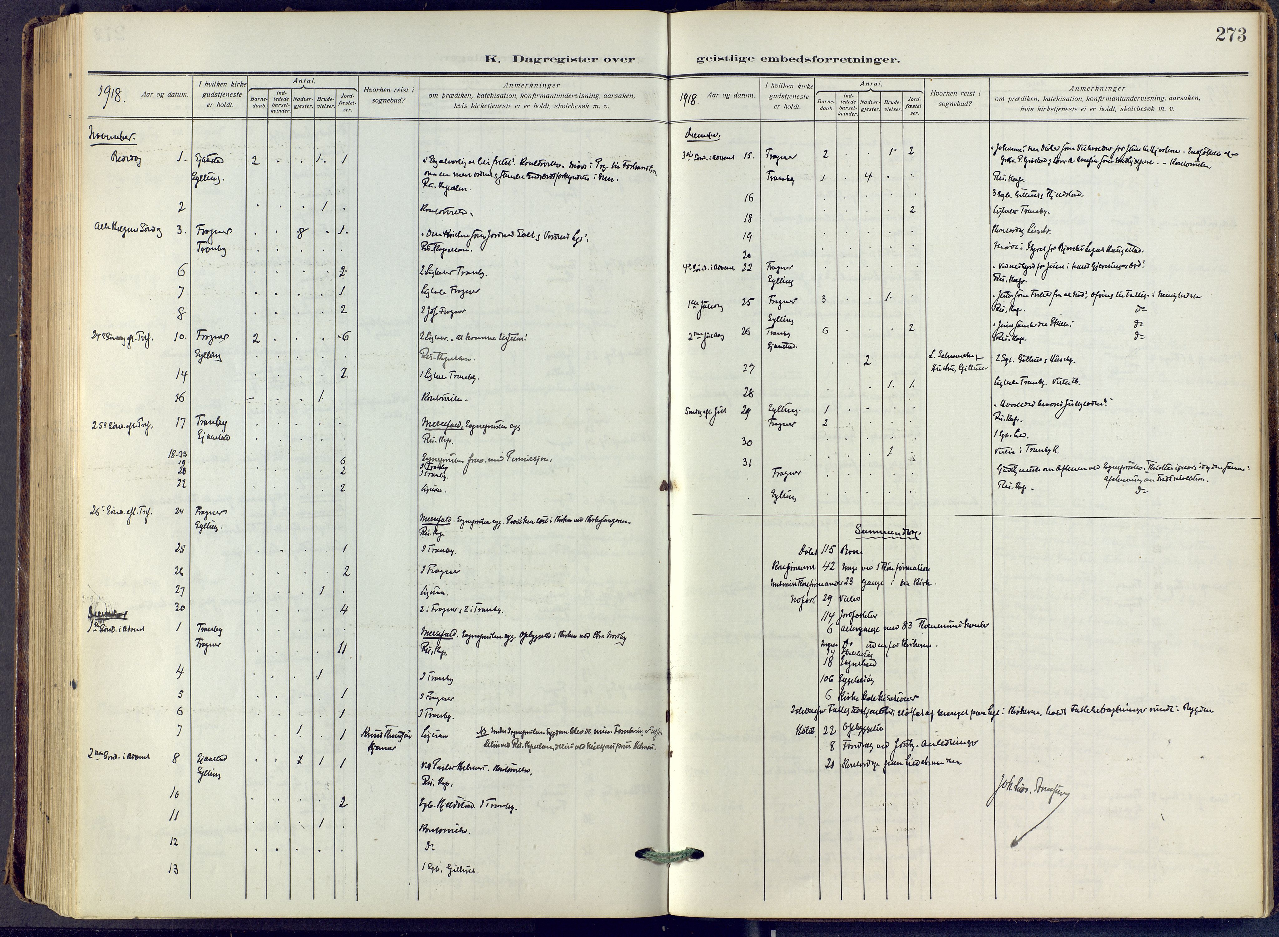 Lier kirkebøker, AV/SAKO-A-230/F/Fa/L0019: Ministerialbok nr. I 19, 1918-1928, s. 273