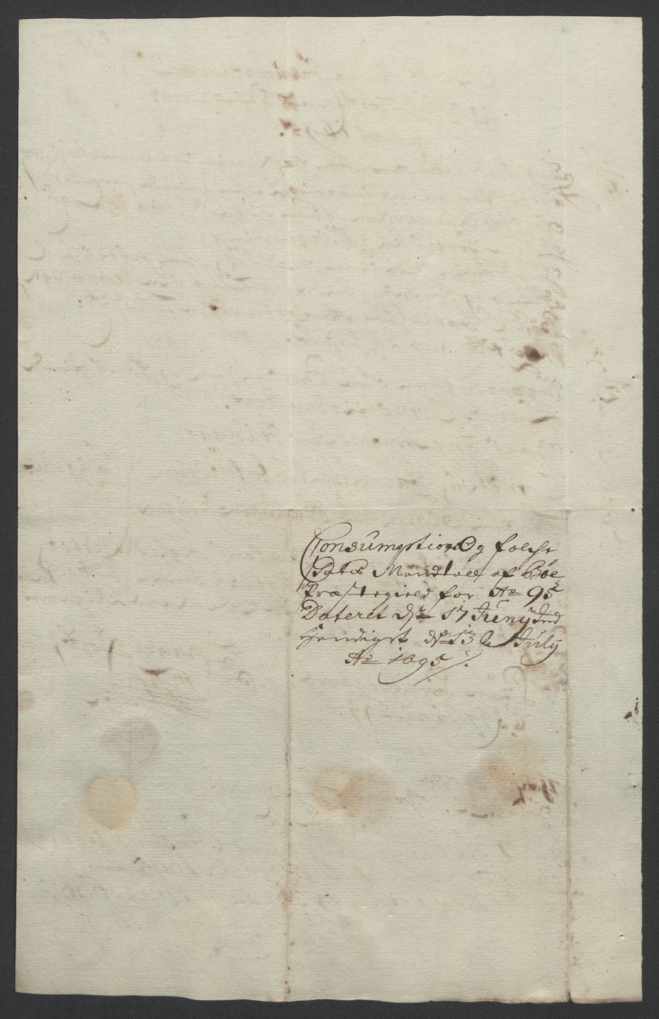 Rentekammeret inntil 1814, Reviderte regnskaper, Fogderegnskap, AV/RA-EA-4092/R36/L2093: Fogderegnskap Øvre og Nedre Telemark og Bamble, 1695, s. 329