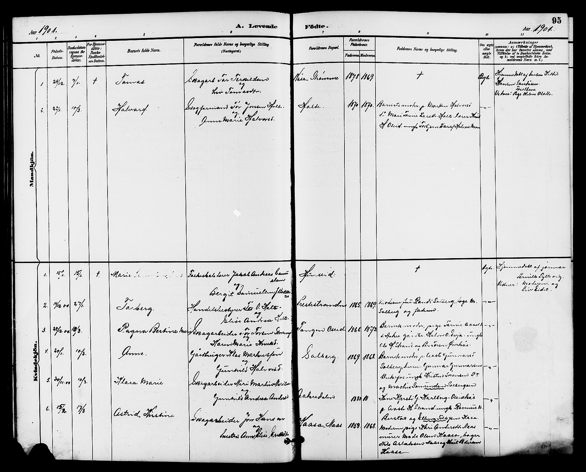 Drangedal kirkebøker, AV/SAKO-A-258/G/Ga/L0003: Klokkerbok nr. I 3, 1887-1906, s. 95