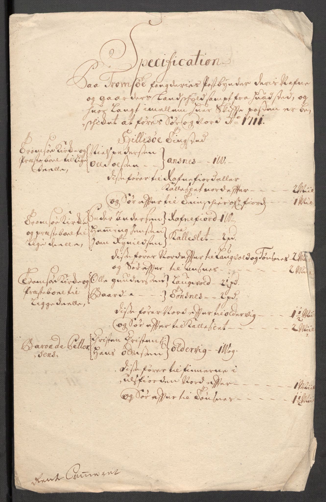 Rentekammeret inntil 1814, Reviderte regnskaper, Fogderegnskap, RA/EA-4092/R68/L4758: Fogderegnskap Senja og Troms, 1711-1712, s. 294