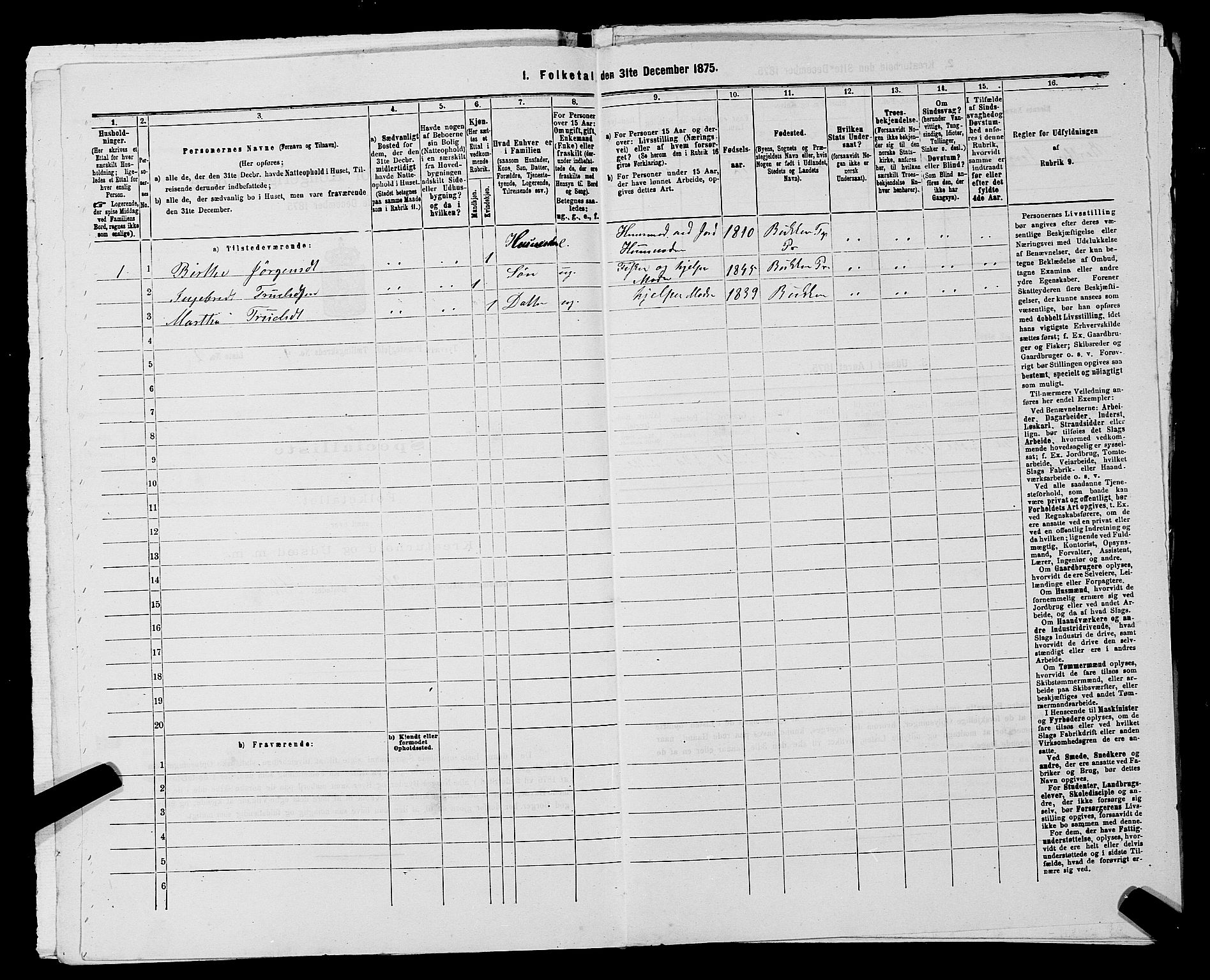 SAST, Folketelling 1875 for 1146P Tysvær prestegjeld, 1875, s. 1043