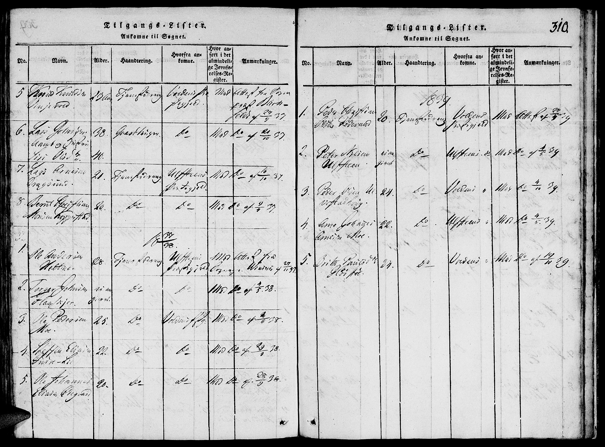 Ministerialprotokoller, klokkerbøker og fødselsregistre - Møre og Romsdal, SAT/A-1454/507/L0069: Ministerialbok nr. 507A04, 1816-1841, s. 310