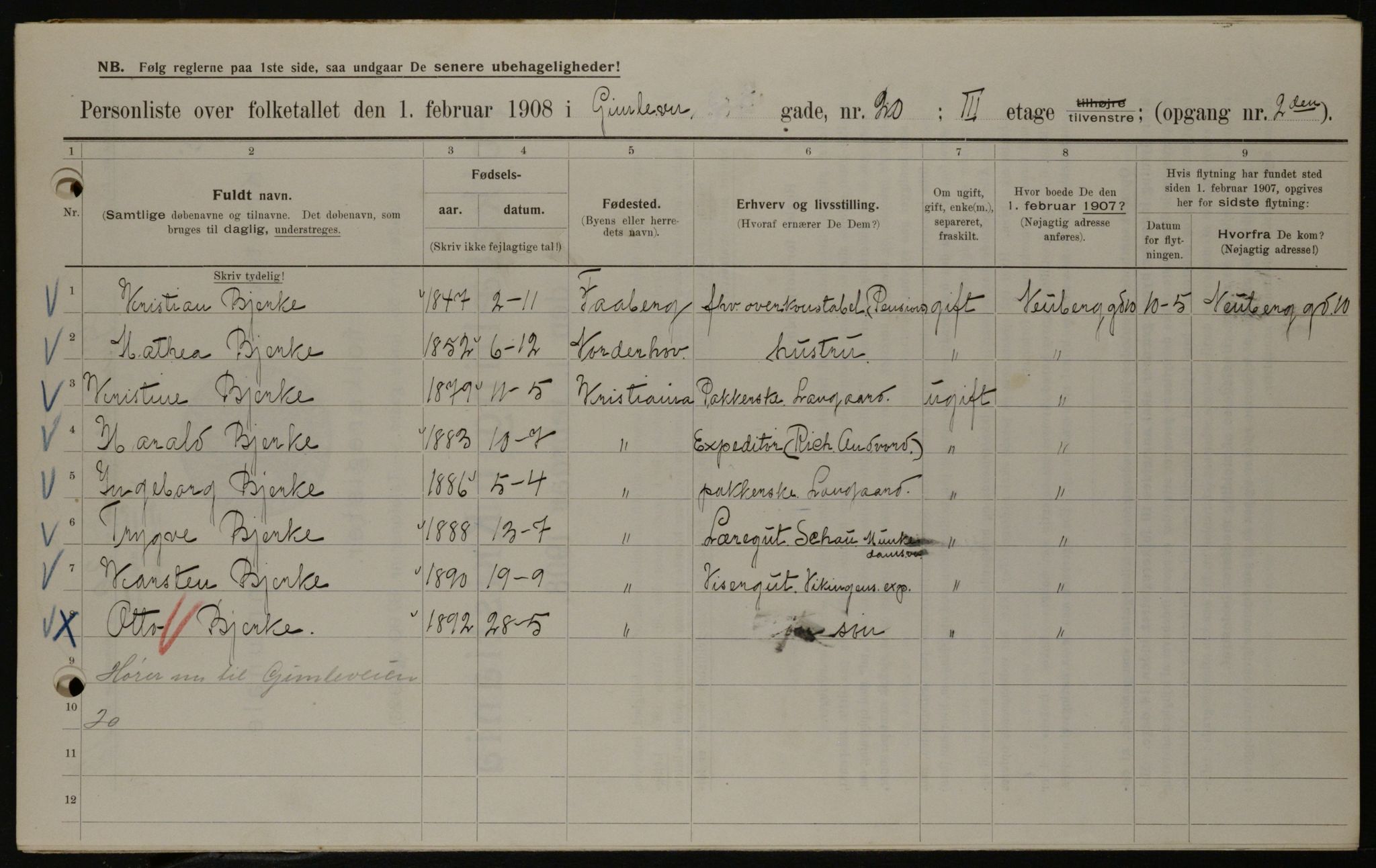 OBA, Kommunal folketelling 1.2.1908 for Kristiania kjøpstad, 1908, s. 26288