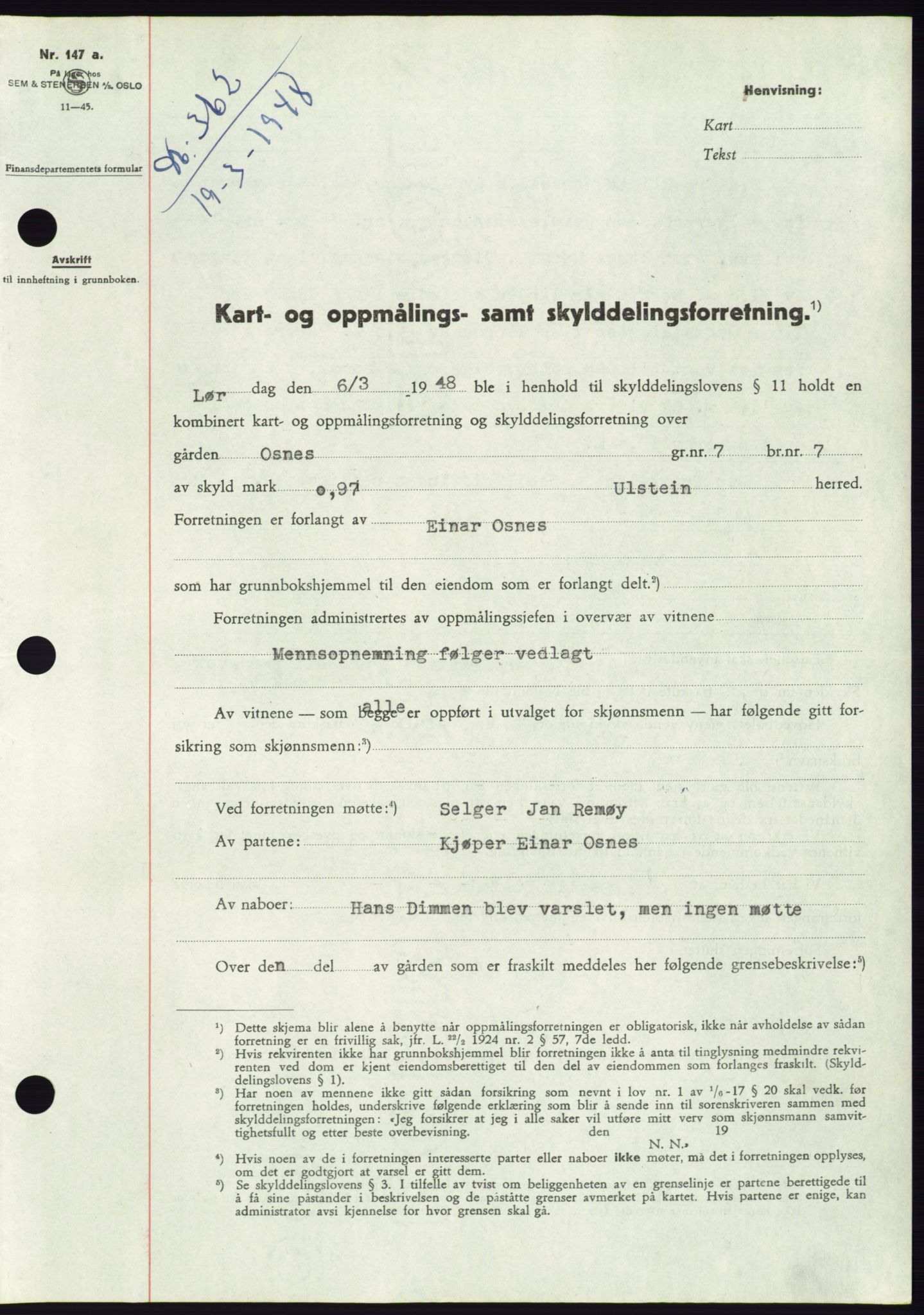 Søre Sunnmøre sorenskriveri, SAT/A-4122/1/2/2C/L0082: Pantebok nr. 8A, 1948-1948, Dagboknr: 362/1948