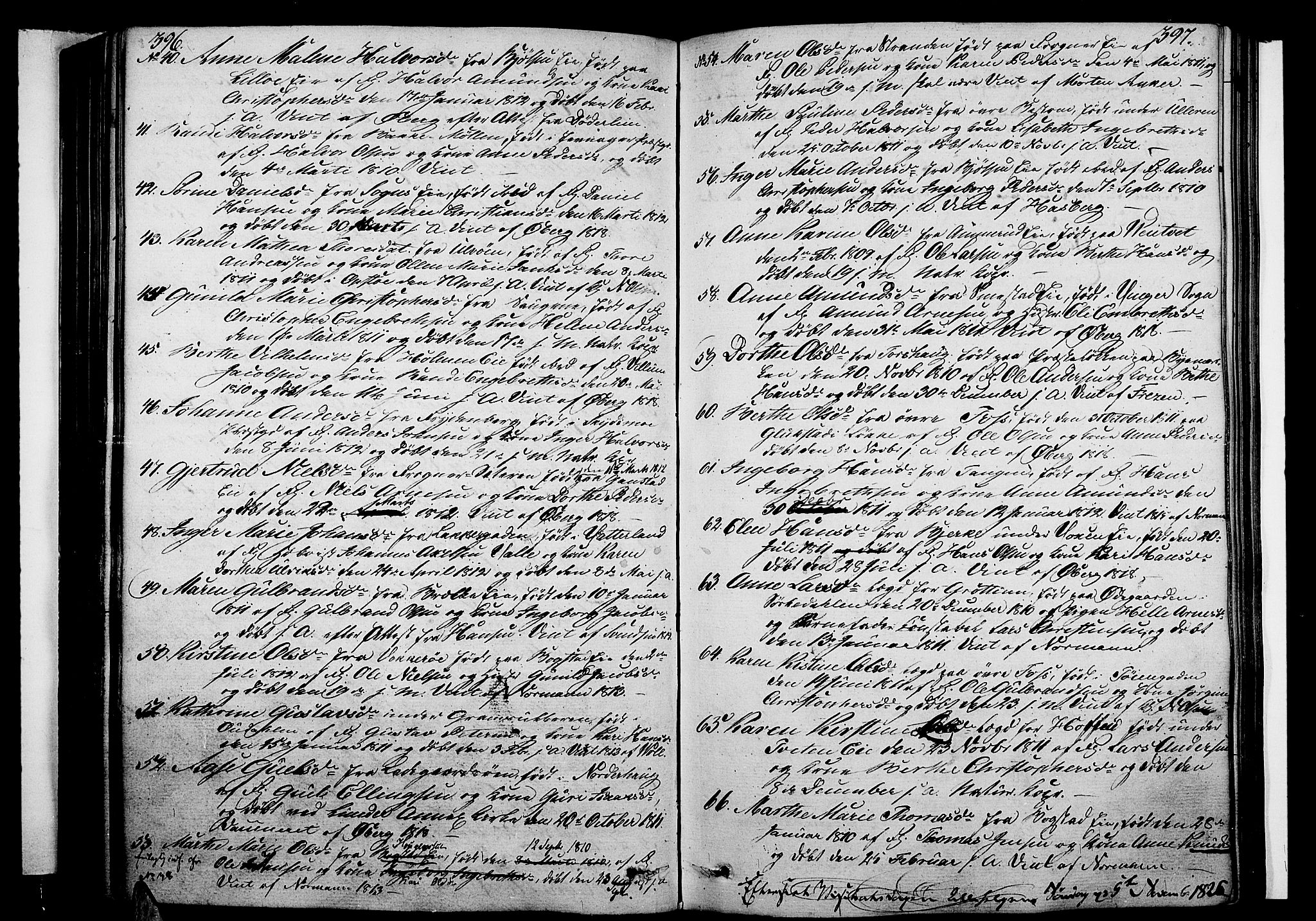 Aker prestekontor kirkebøker, AV/SAO-A-10861/F/L0012: Ministerialbok nr. 12, 1819-1828, s. 396-397