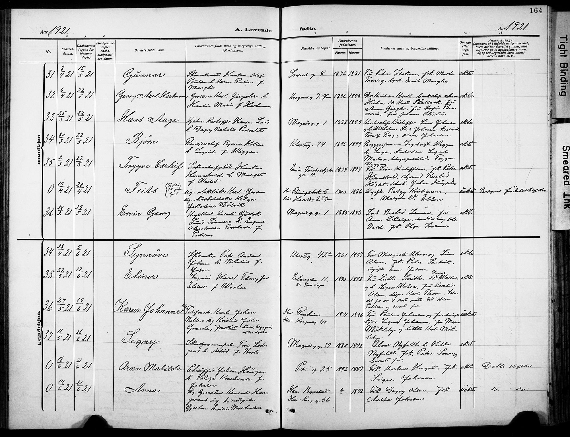 Ministerialprotokoller, klokkerbøker og fødselsregistre - Sør-Trøndelag, AV/SAT-A-1456/601/L0096: Klokkerbok nr. 601C14, 1911-1931, s. 164