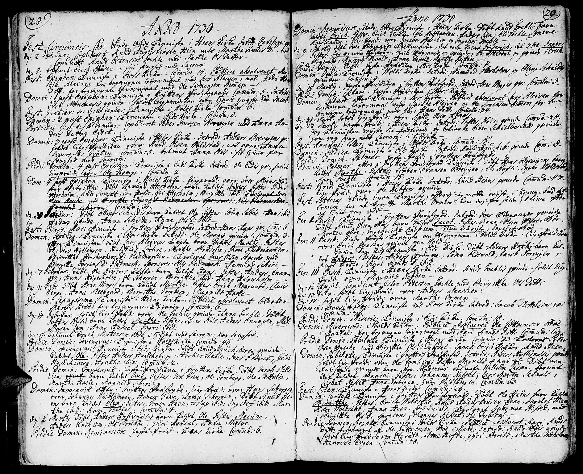 Ministerialprotokoller, klokkerbøker og fødselsregistre - Møre og Romsdal, AV/SAT-A-1454/544/L0568: Ministerialbok nr. 544A01, 1725-1763, s. 28-29