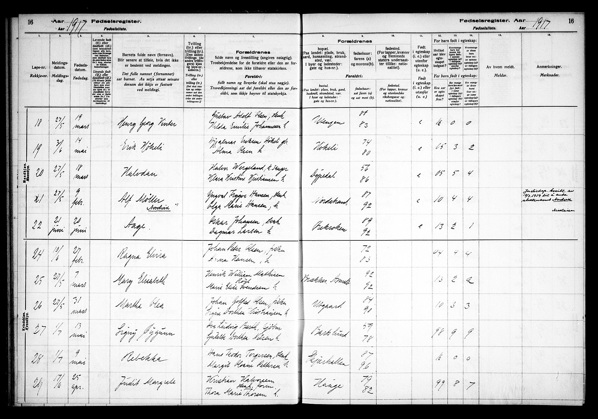 Hvaler prestekontor Kirkebøker, AV/SAO-A-2001/J/Ja/L0001: Fødselsregister nr. I 1, 1916-1938, s. 16