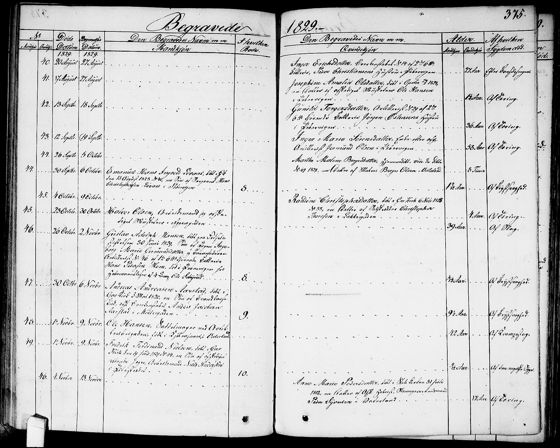 Garnisonsmenigheten Kirkebøker, AV/SAO-A-10846/G/Ga/L0004: Klokkerbok nr. 4, 1828-1840, s. 375
