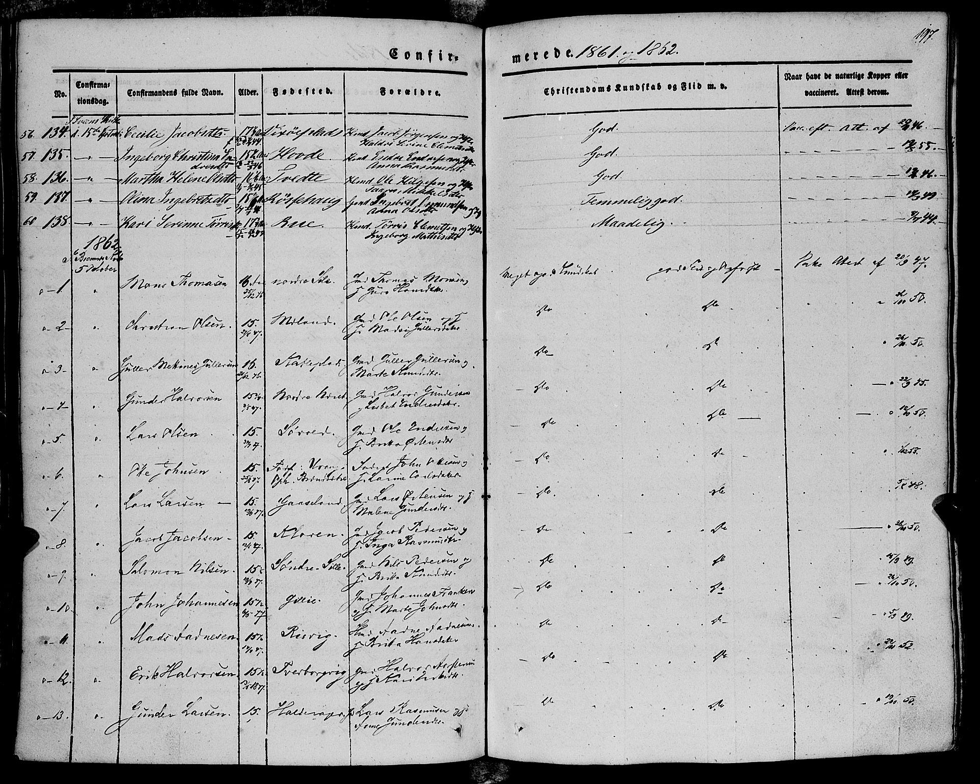 Finnås sokneprestembete, SAB/A-99925/H/Ha/Haa/Haaa/L0007: Ministerialbok nr. A 7, 1850-1862, s. 197