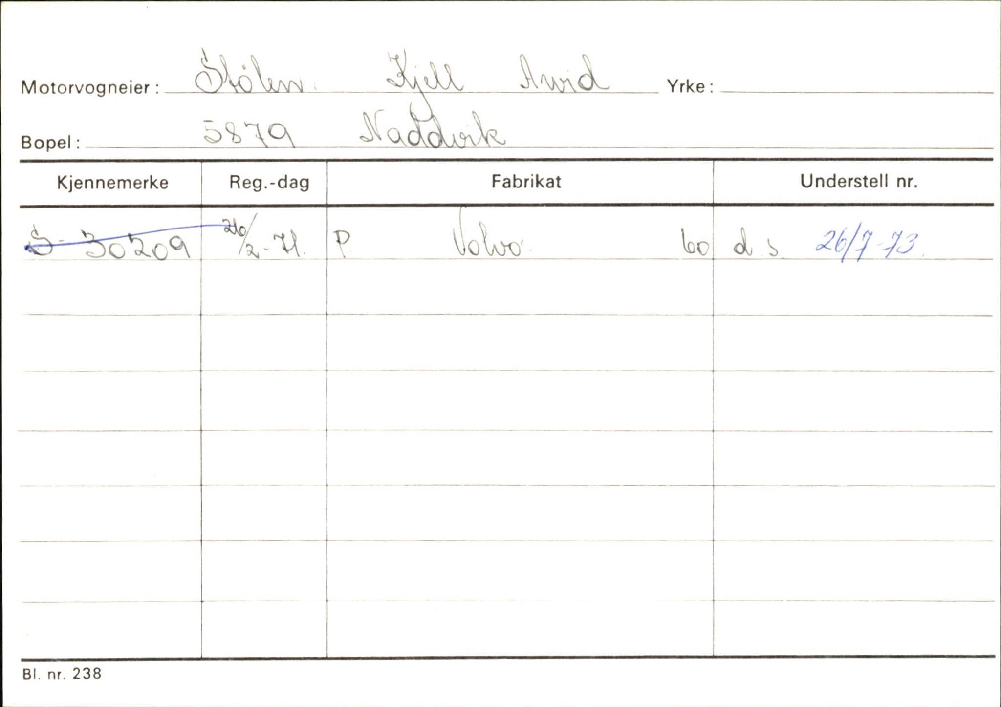 Statens vegvesen, Sogn og Fjordane vegkontor, SAB/A-5301/4/F/L0146: Registerkort Årdal R-Å samt diverse kort, 1945-1975, s. 674