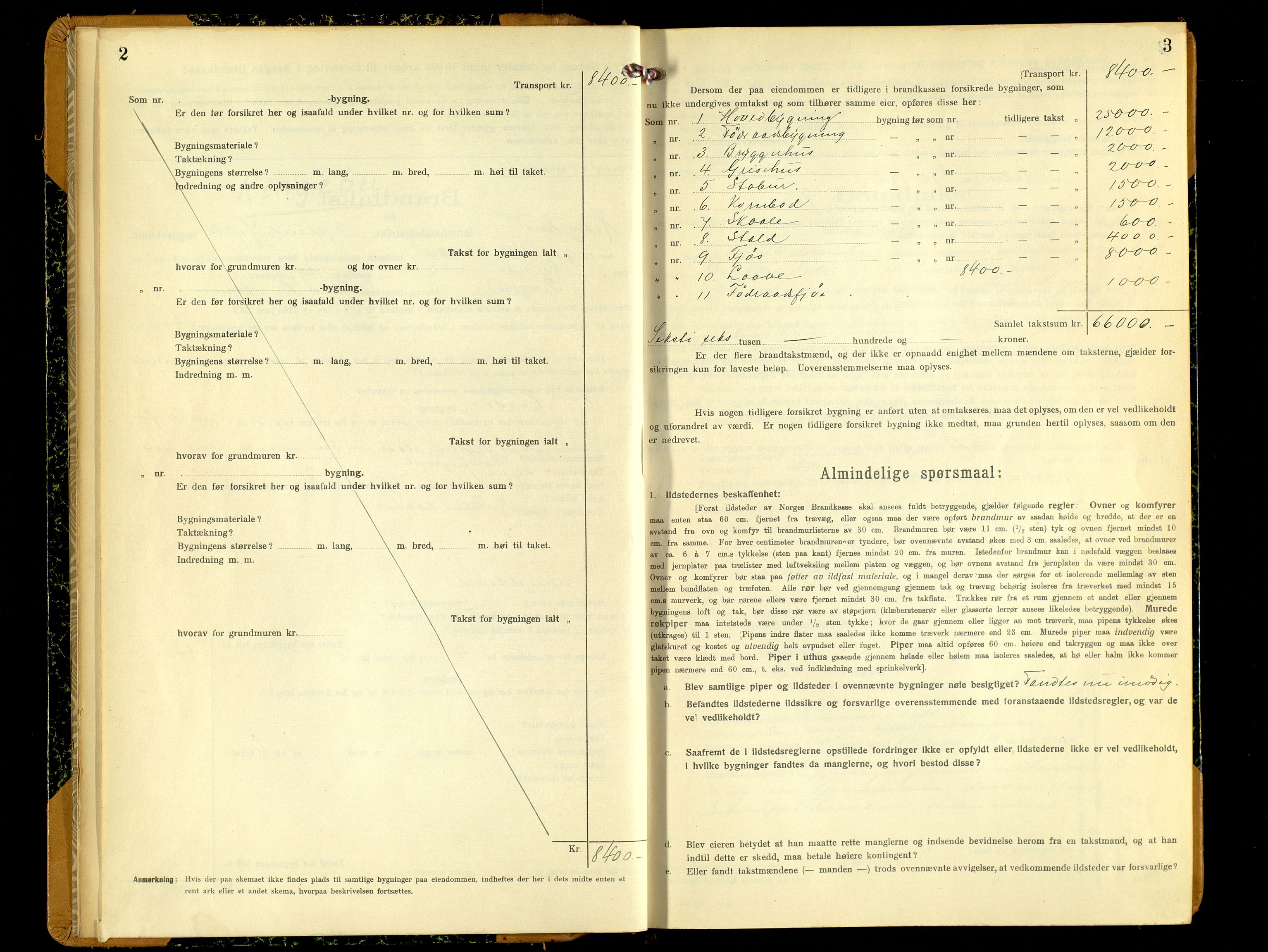 Norges Brannkasse, Ringebu, SAH/NBRANR-037/F/L0006: Branntakstprotokoll, 1919-1955, s. 2-3