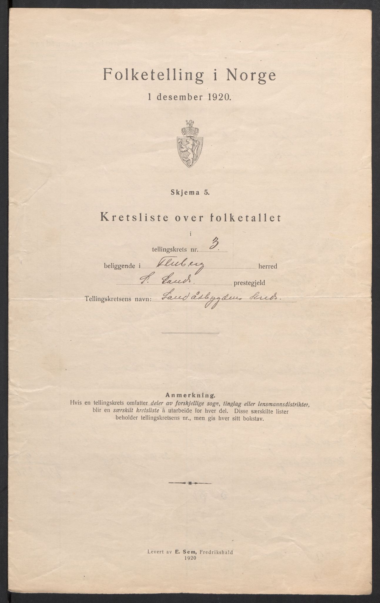 SAH, Folketelling 1920 for 0537 Fluberg herred, 1920, s. 19