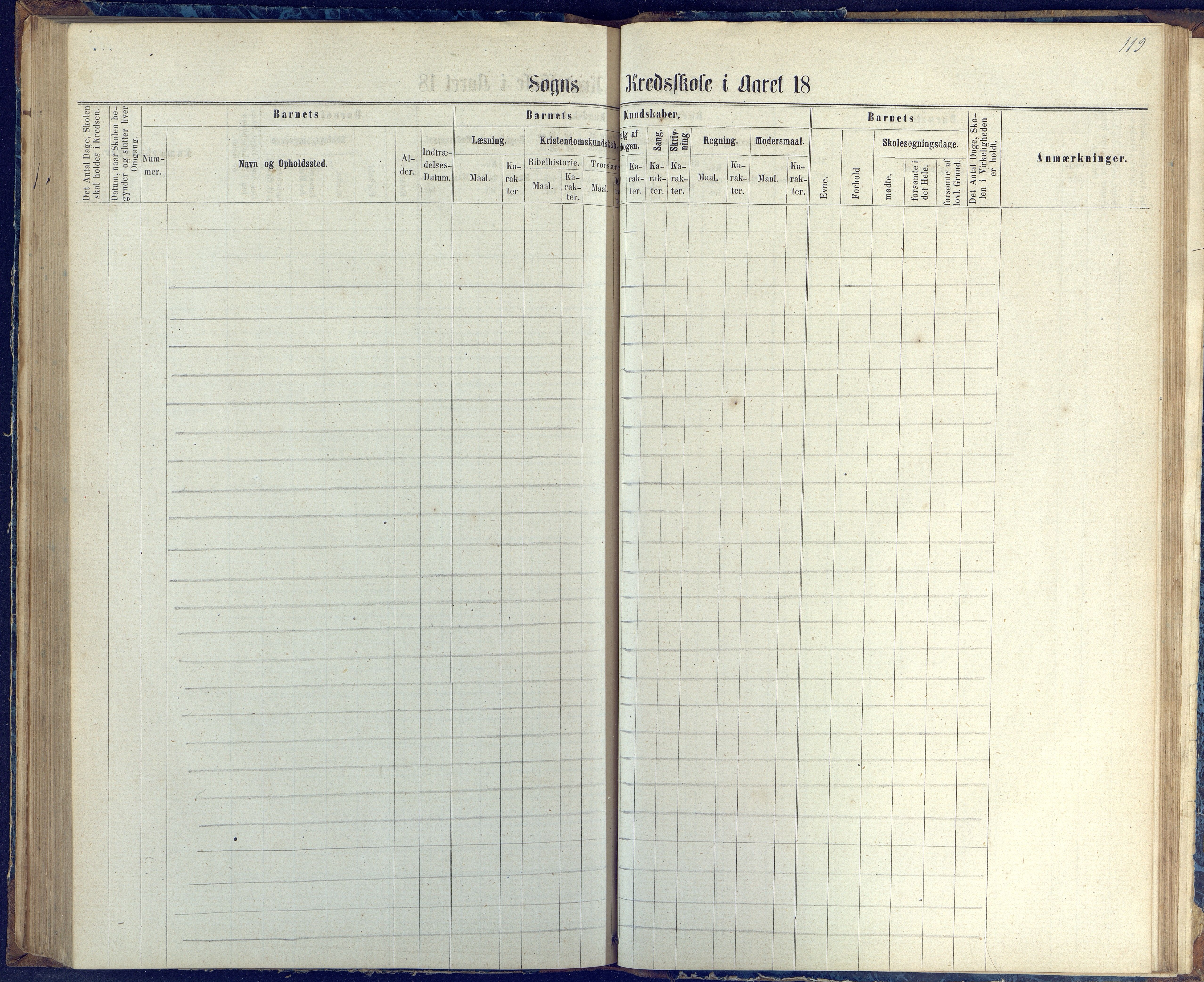 Øyestad kommune frem til 1979, AAKS/KA0920-PK/06/06G/L0002: Skoleprotokoll, 1863-1875, s. 119