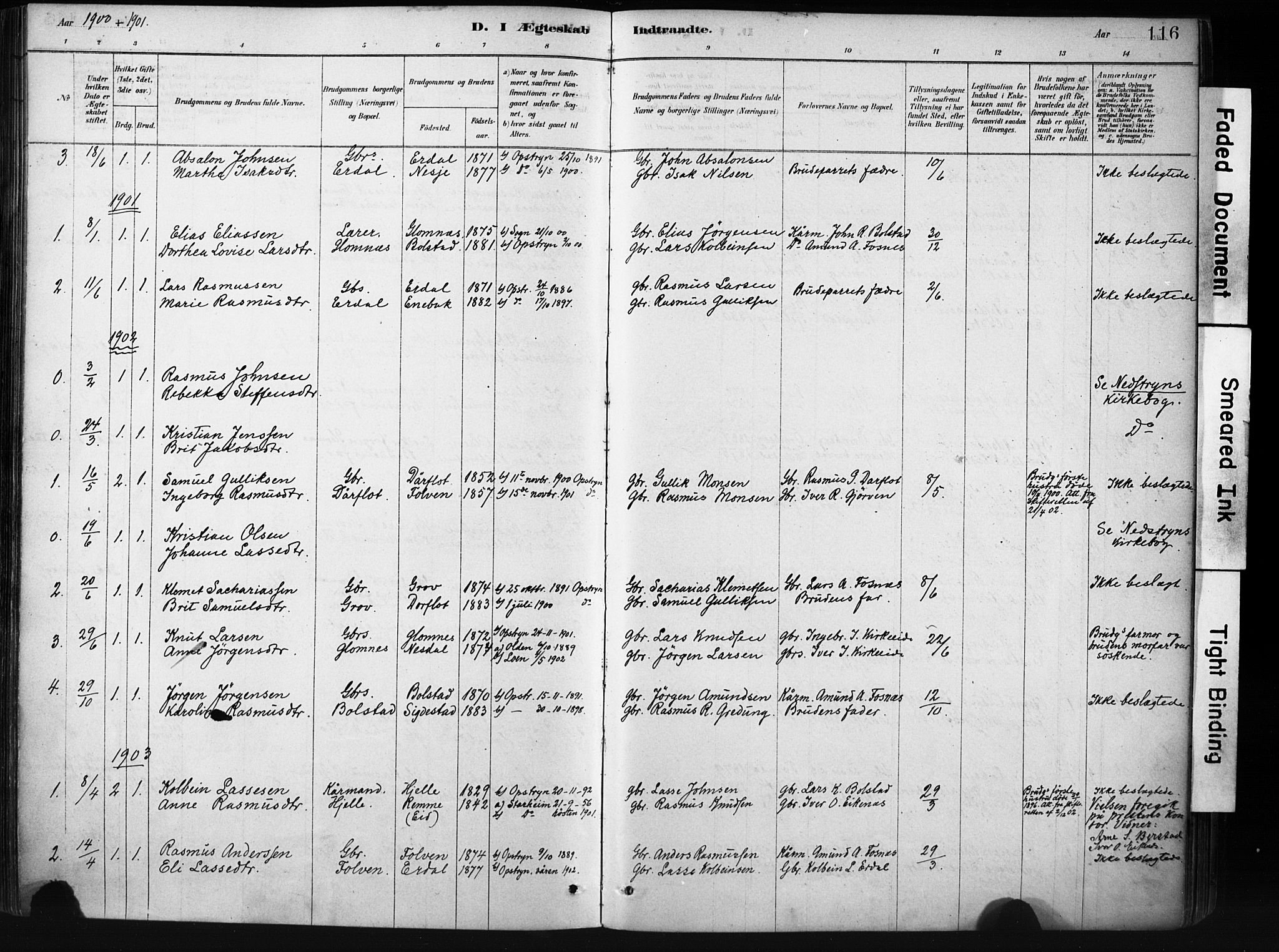 Stryn Sokneprestembete, AV/SAB-A-82501: Ministerialbok nr. D 1, 1878-1907, s. 116