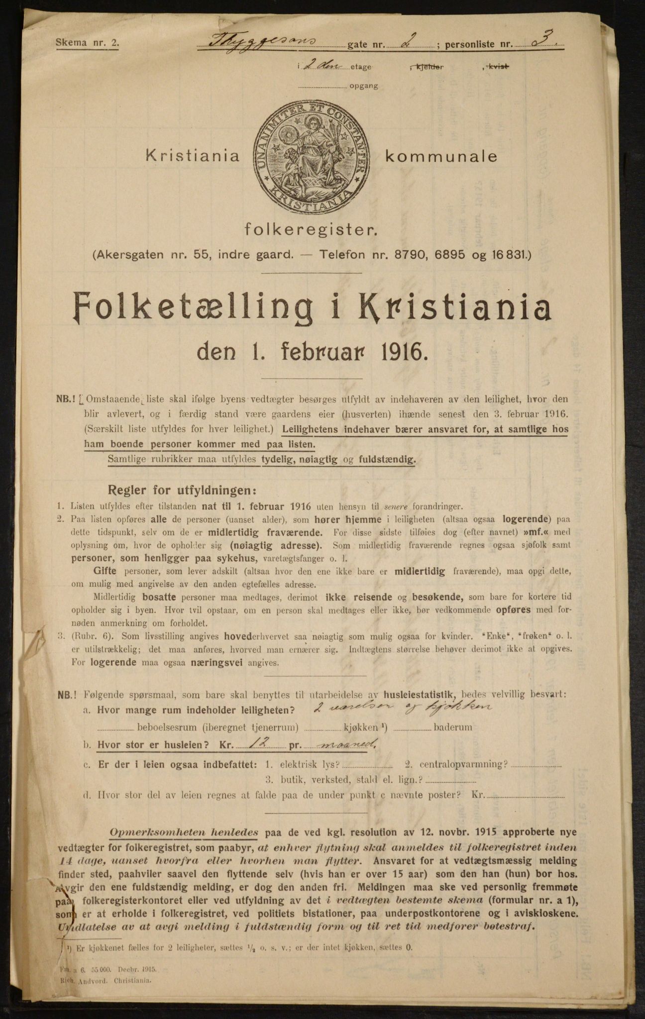 OBA, Kommunal folketelling 1.2.1916 for Kristiania, 1916, s. 114607