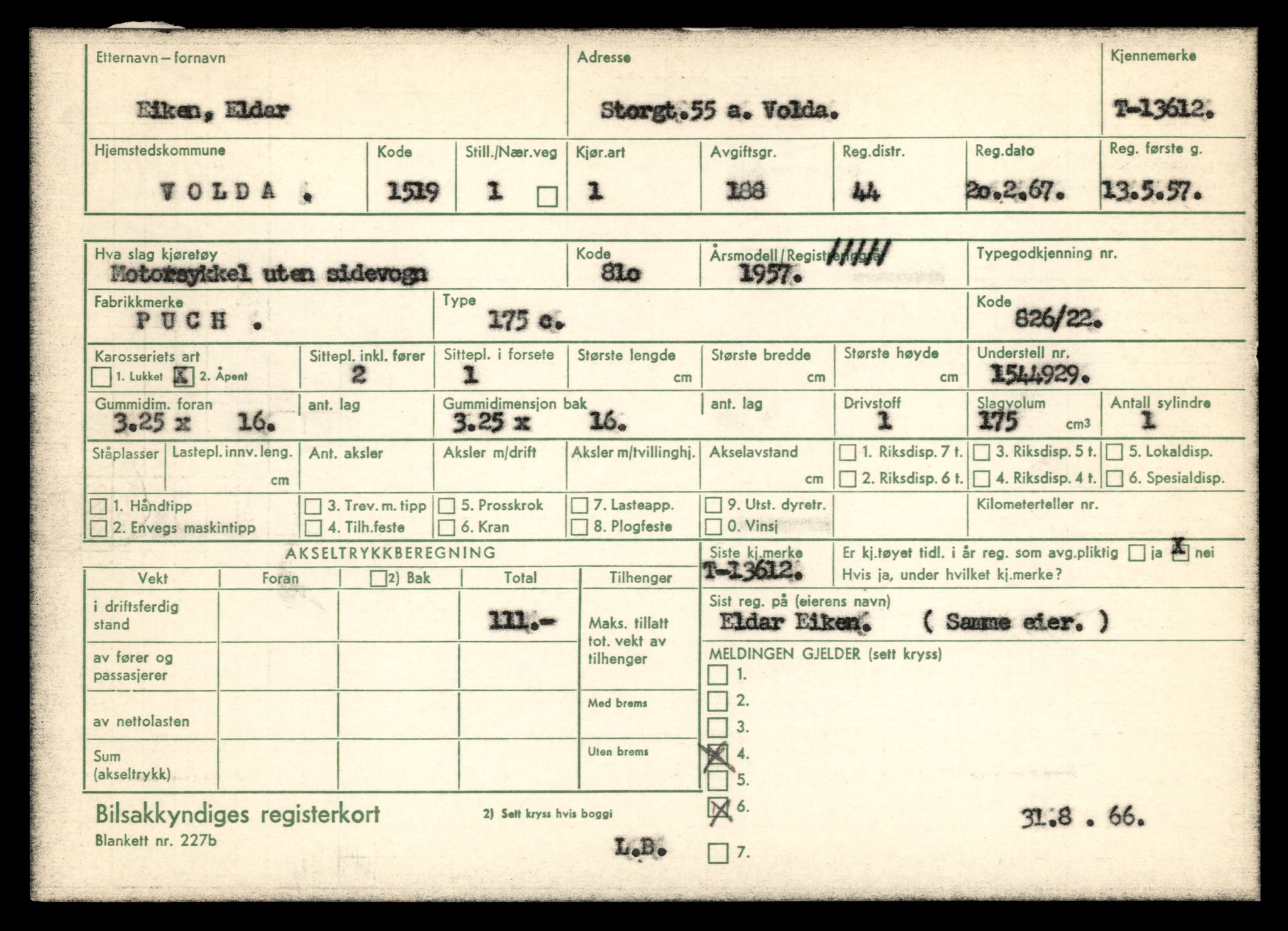 Møre og Romsdal vegkontor - Ålesund trafikkstasjon, AV/SAT-A-4099/F/Fe/L0040: Registreringskort for kjøretøy T 13531 - T 13709, 1927-1998, s. 1487