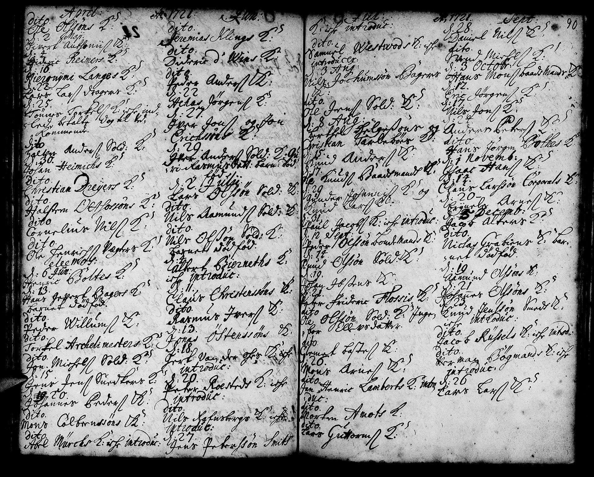 Korskirken sokneprestembete, SAB/A-76101/H/Haa/L0008: Ministerialbok nr. A 8, 1698-1747, s. 90