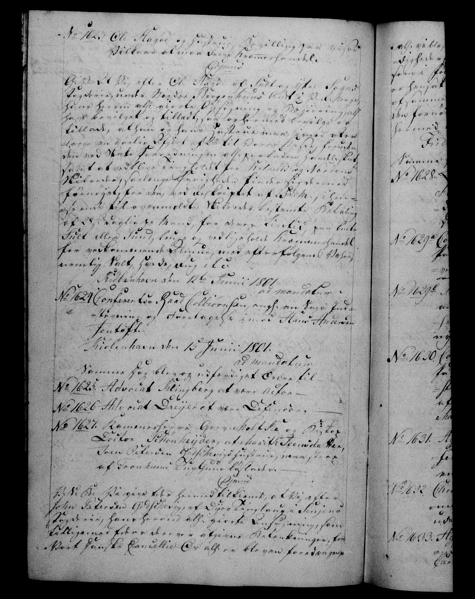 Danske Kanselli 1800-1814, RA/EA-3024/H/Hf/Hfb/Hfba/L0001: Registranter, 1800-1801, s. 405b