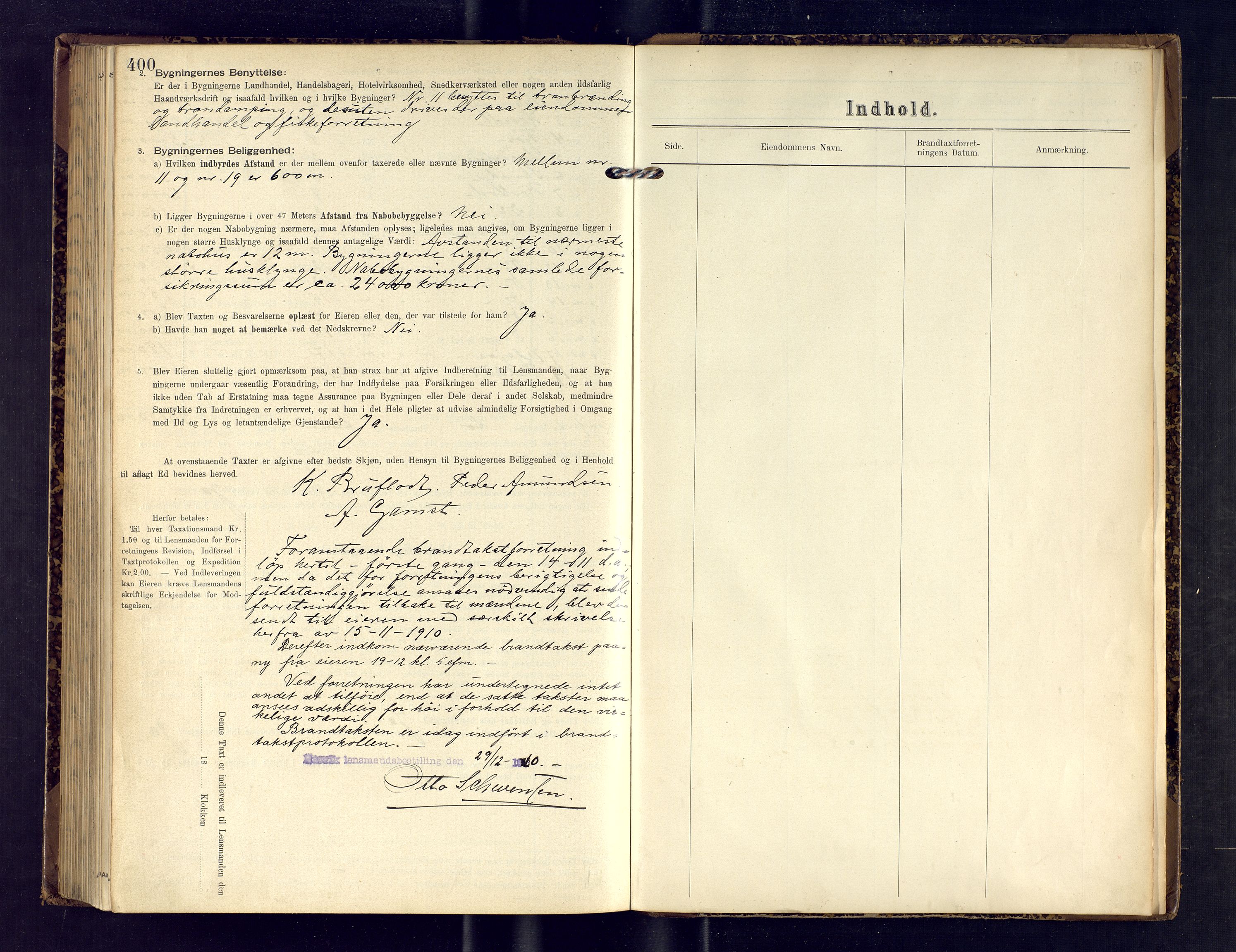 Hasvik lensmannskontor, AV/SATØ-SATO-164/Fob/L0003: Branntakstprotokoll, 1906-1910, s. 400-401