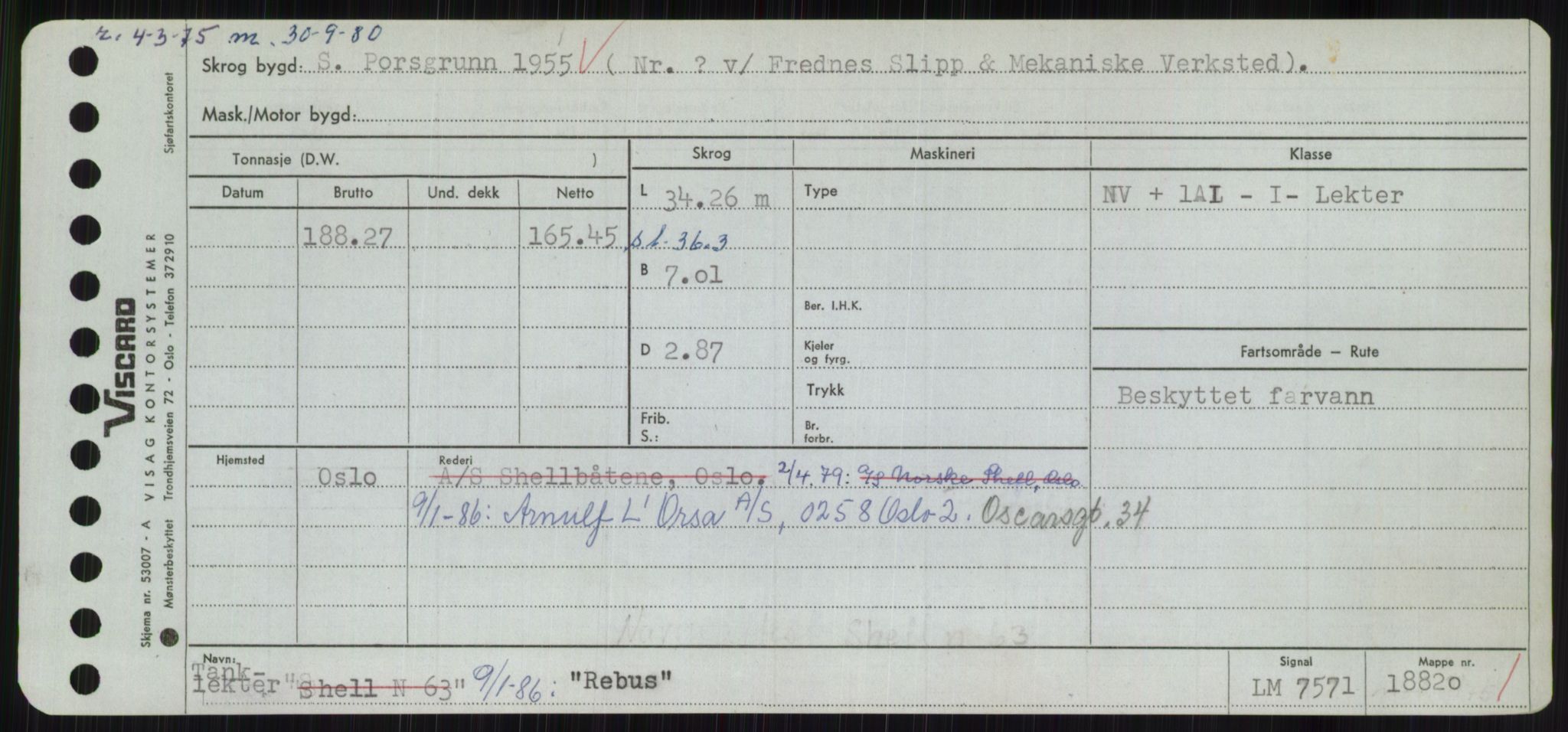 Sjøfartsdirektoratet med forløpere, Skipsmålingen, RA/S-1627/H/Hc/L0001: Lektere, A-Y, s. 355