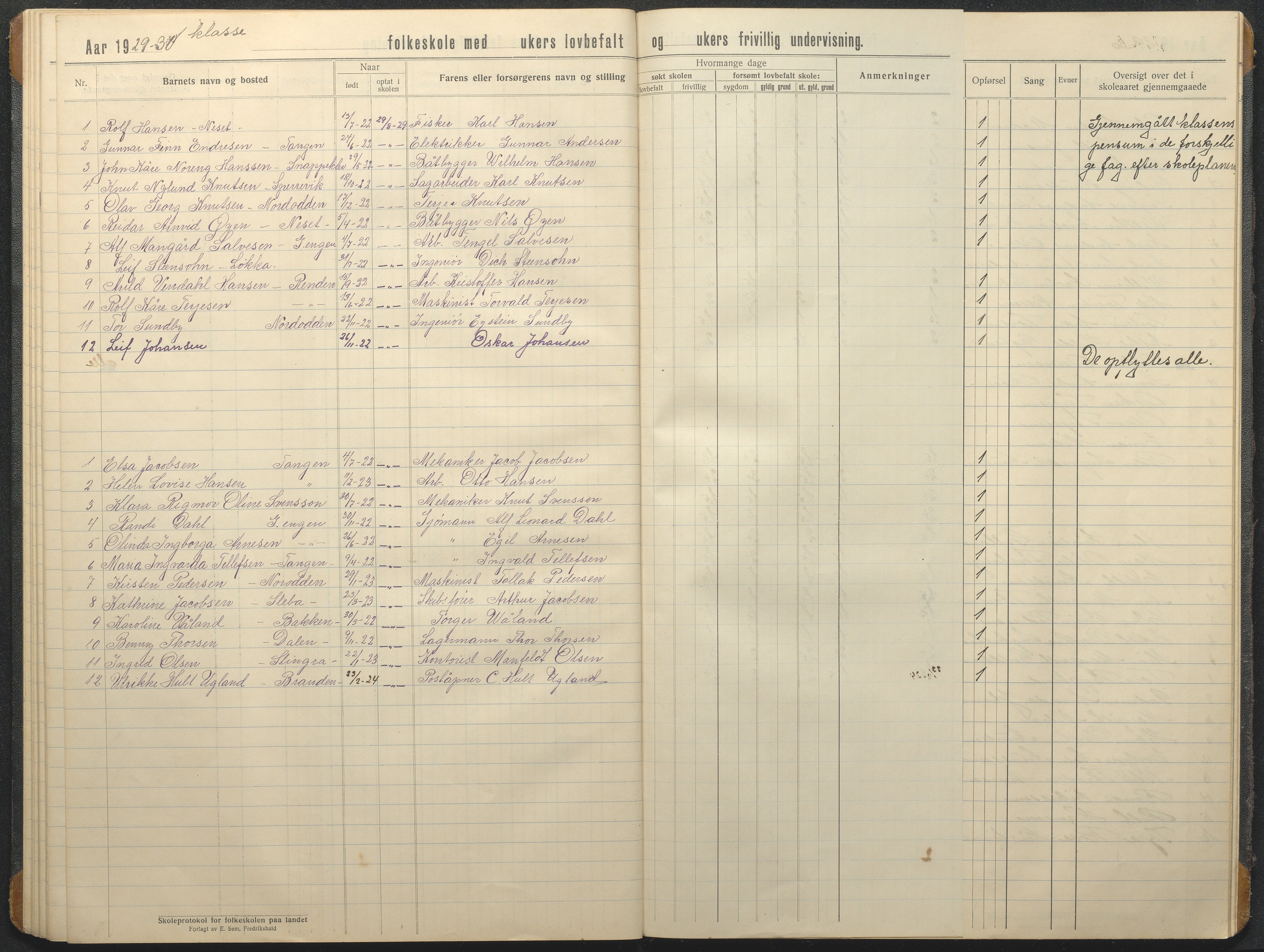 Hisøy kommune frem til 1991, AAKS/KA0922-PK/32/L0020: Skoleprotokoll, 1920-1931