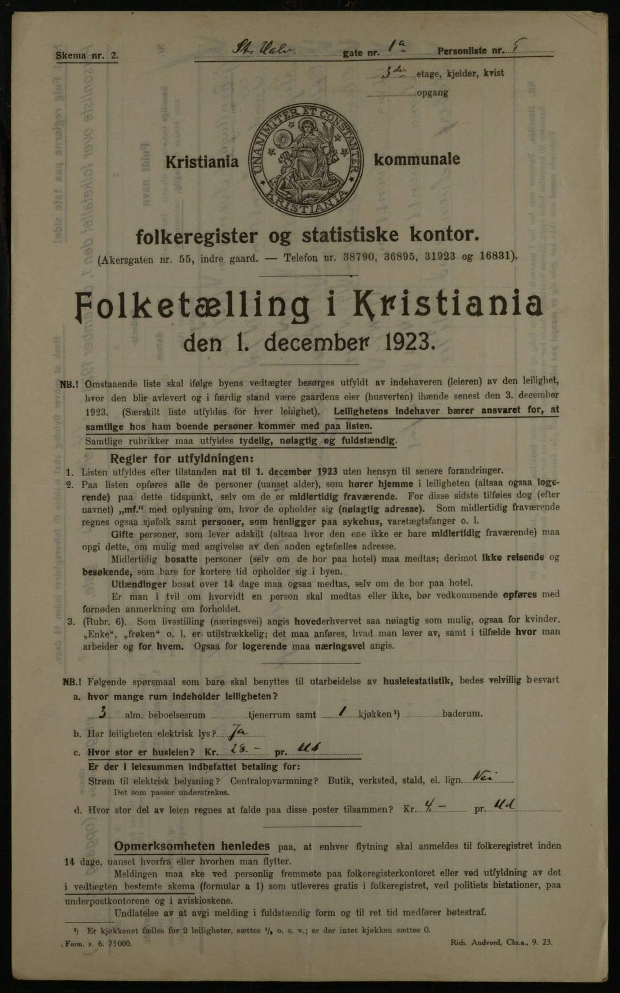 OBA, Kommunal folketelling 1.12.1923 for Kristiania, 1923, s. 96662