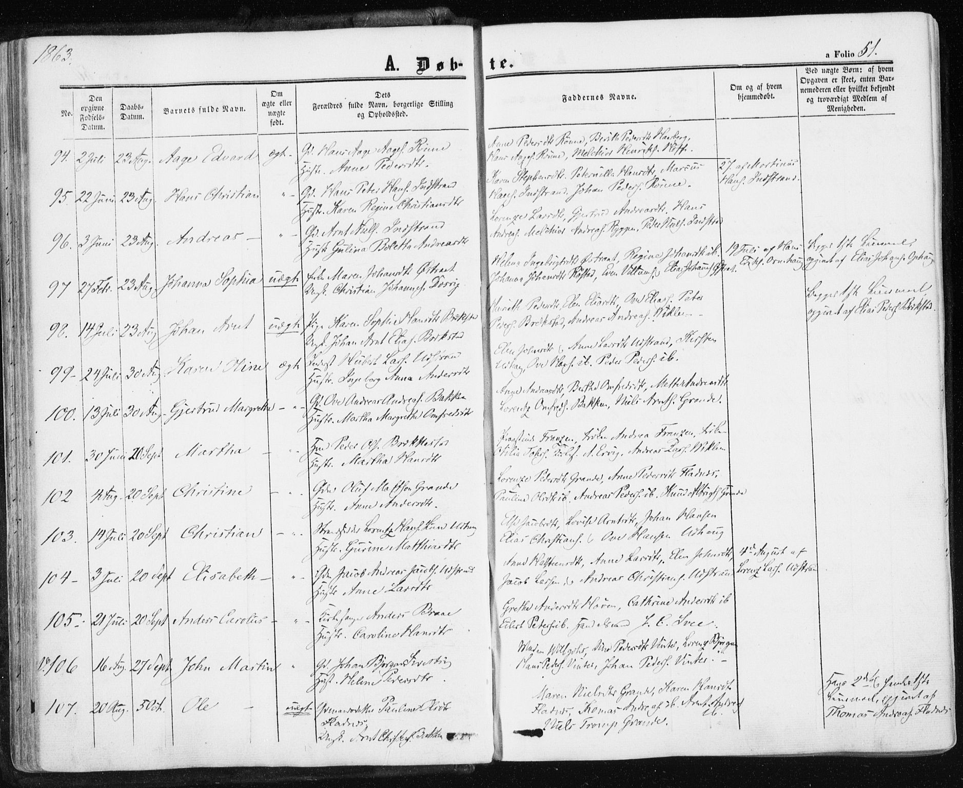 Ministerialprotokoller, klokkerbøker og fødselsregistre - Sør-Trøndelag, SAT/A-1456/659/L0737: Ministerialbok nr. 659A07, 1857-1875, s. 51