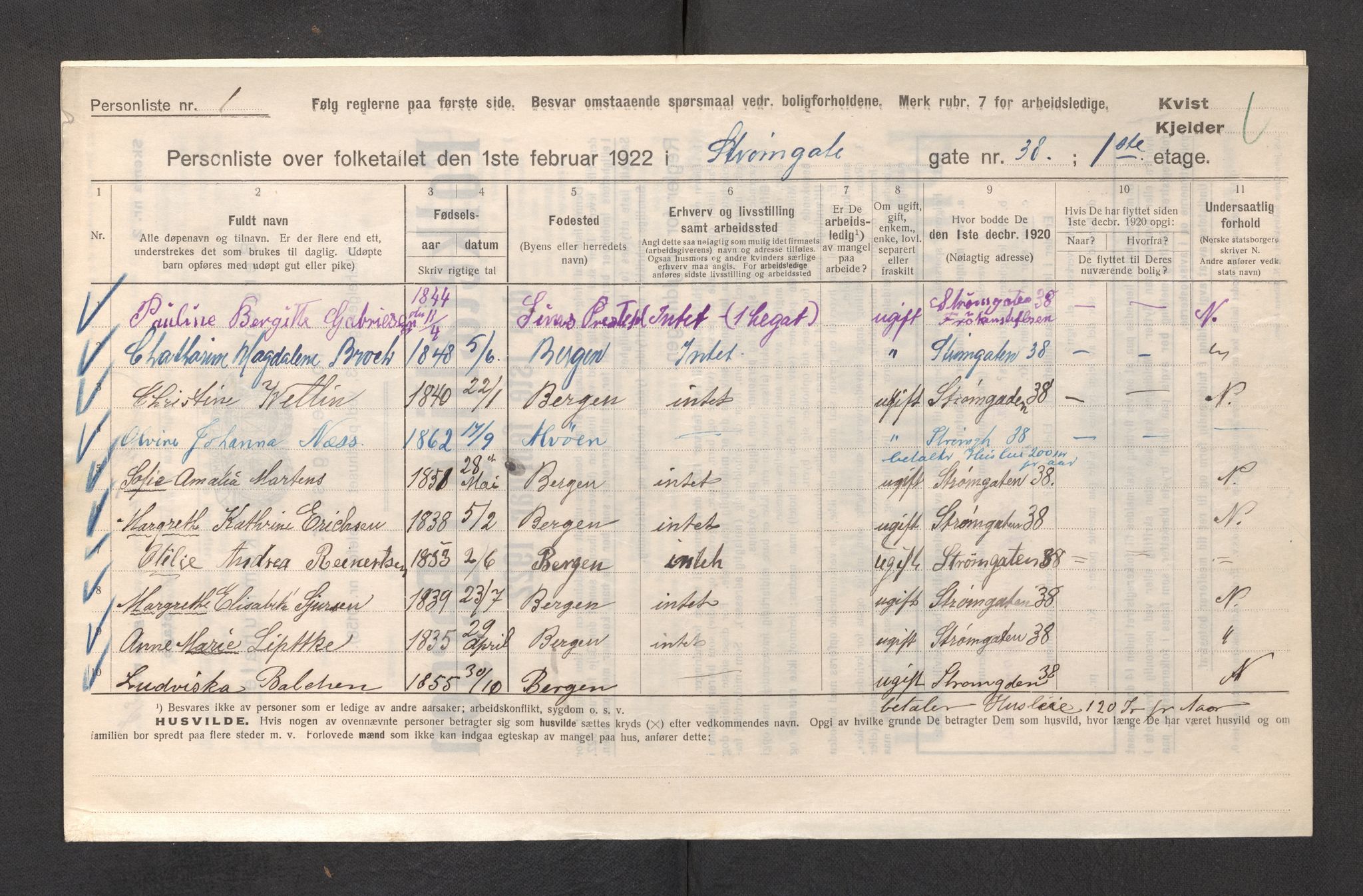 SAB, Kommunal folketelling 1922 for Bergen kjøpstad, 1922, s. 40972