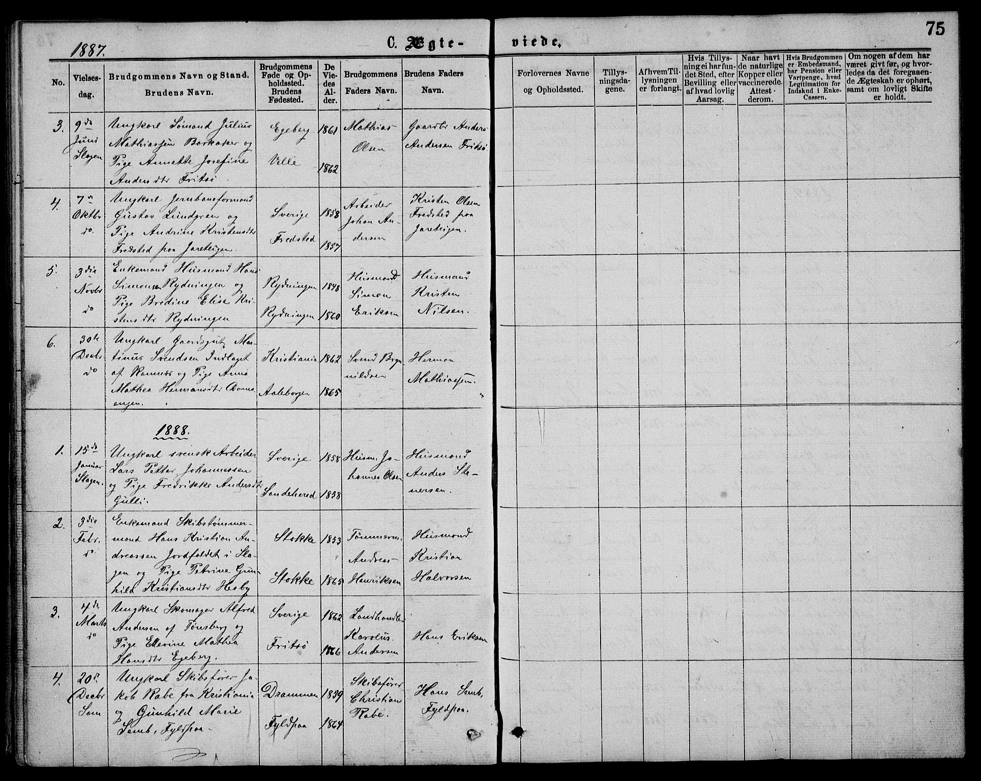 Sem kirkebøker, AV/SAKO-A-5/G/Ga/L0005: Klokkerbok nr. I 5, 1877-1889, s. 75