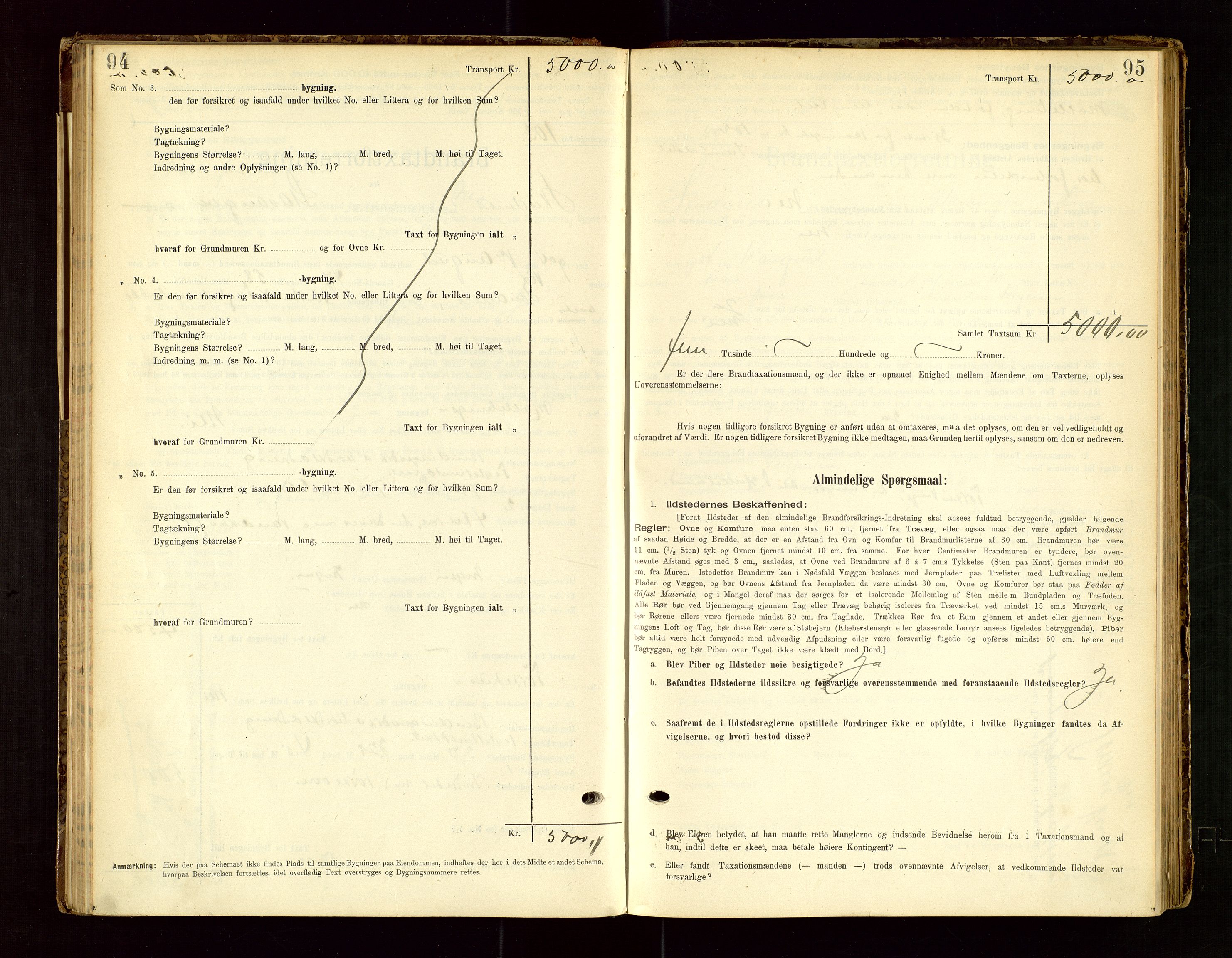 Skudenes lensmannskontor, SAST/A-100444/Gob/L0001: "Brandtaxationsprotokoll", 1895-1924, s. 94-95