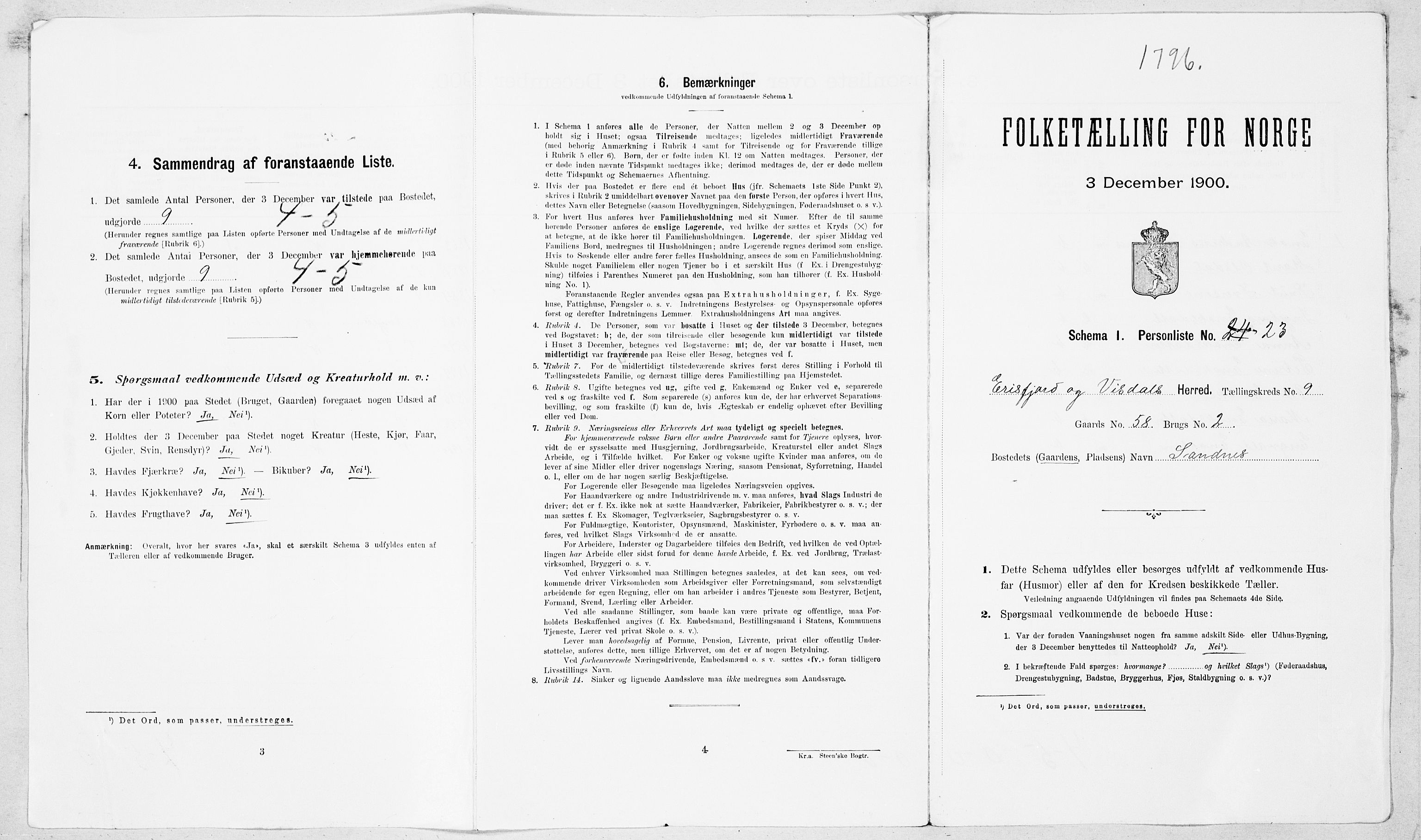 SAT, Folketelling 1900 for 1542 Eresfjord og Vistdal herred, 1900, s. 692
