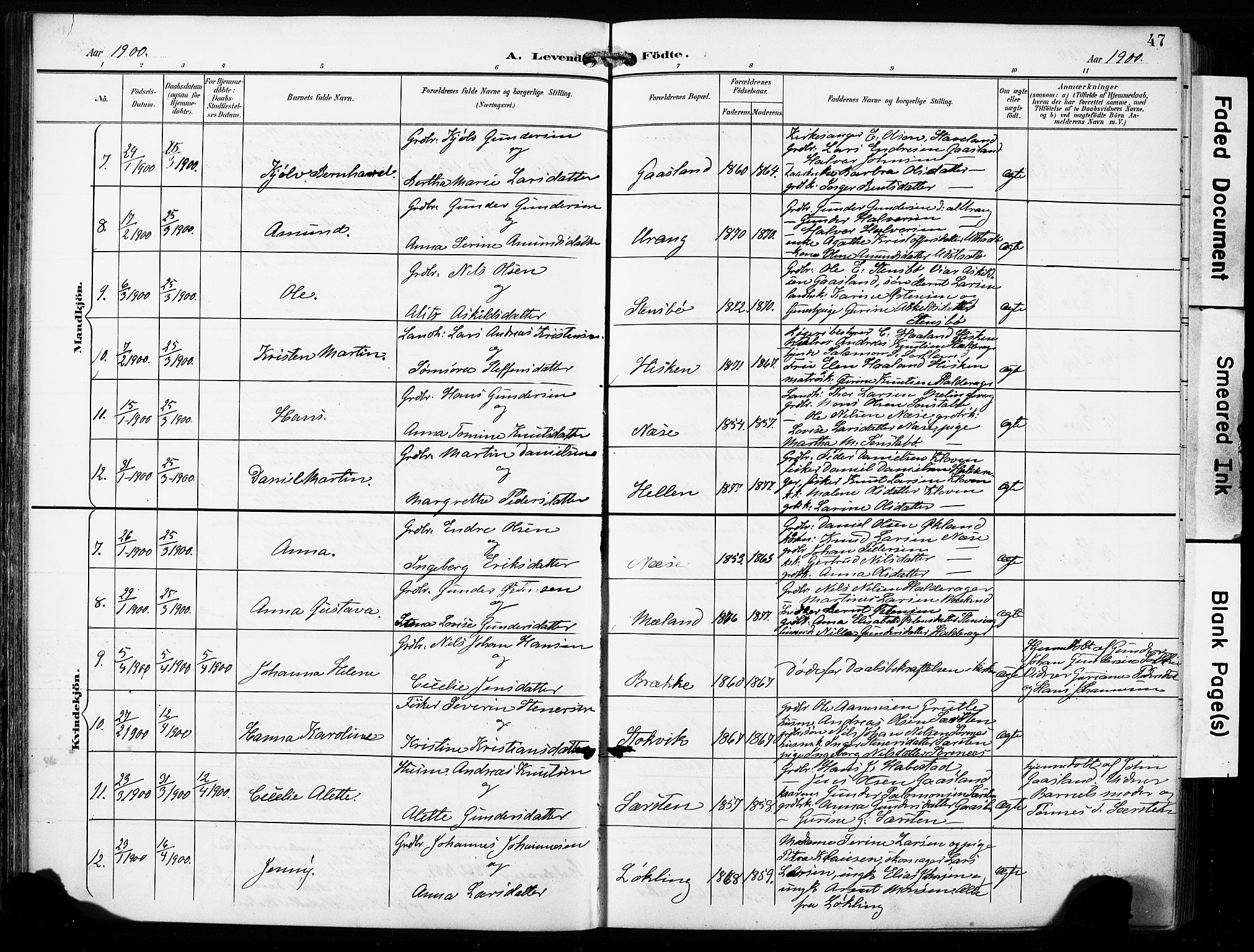 Finnås sokneprestembete, AV/SAB-A-99925/H/Ha/Haa/Haac/L0002: Ministerialbok nr. C 2, 1895-1904, s. 47