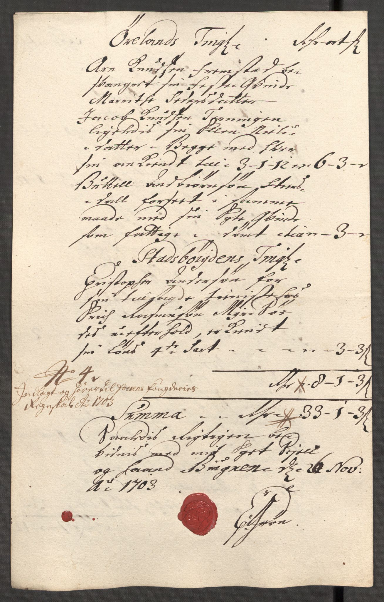 Rentekammeret inntil 1814, Reviderte regnskaper, Fogderegnskap, RA/EA-4092/R57/L3855: Fogderegnskap Fosen, 1702-1703, s. 241