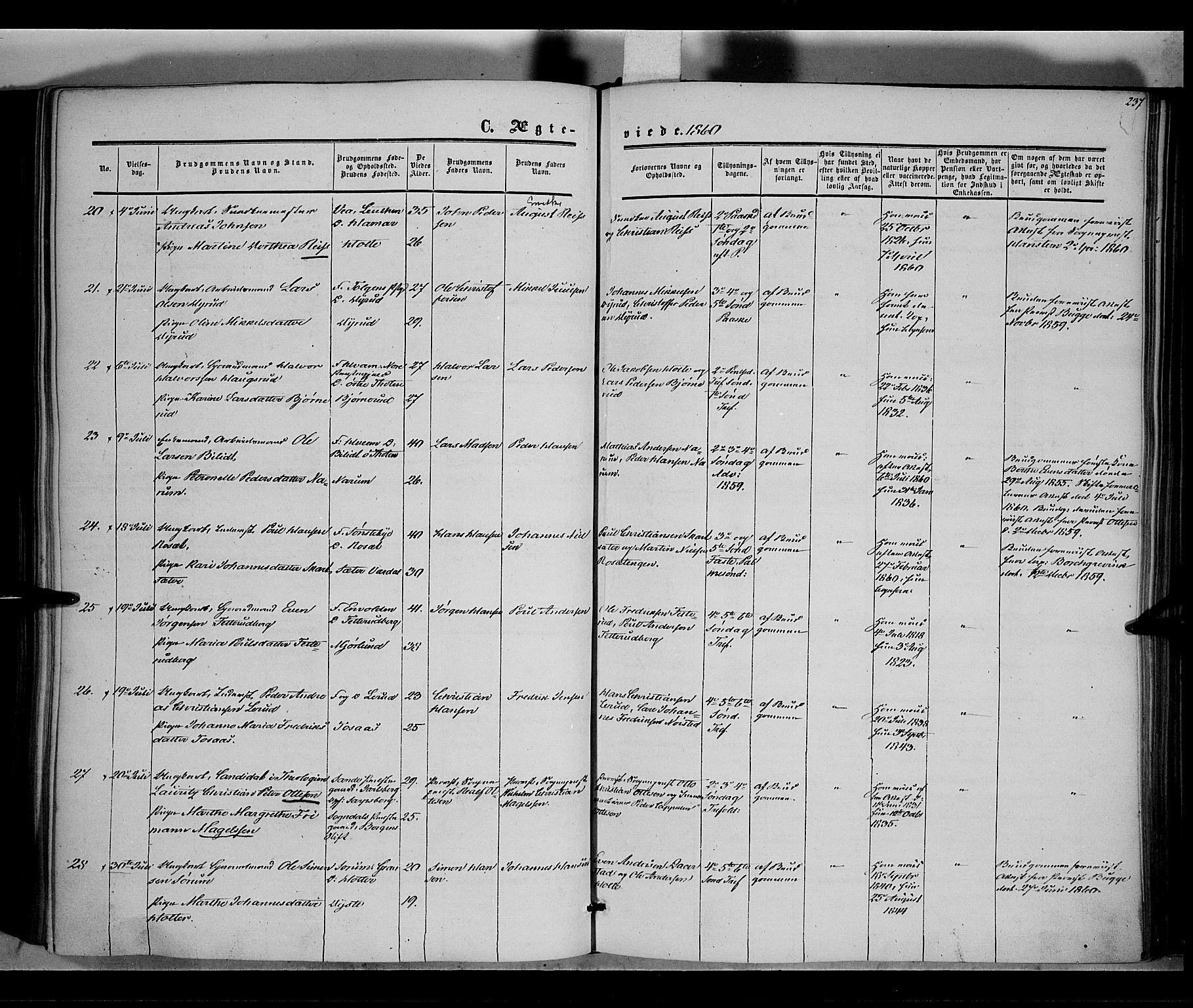 Vestre Toten prestekontor, SAH/PREST-108/H/Ha/Haa/L0006: Ministerialbok nr. 6, 1856-1861, s. 237