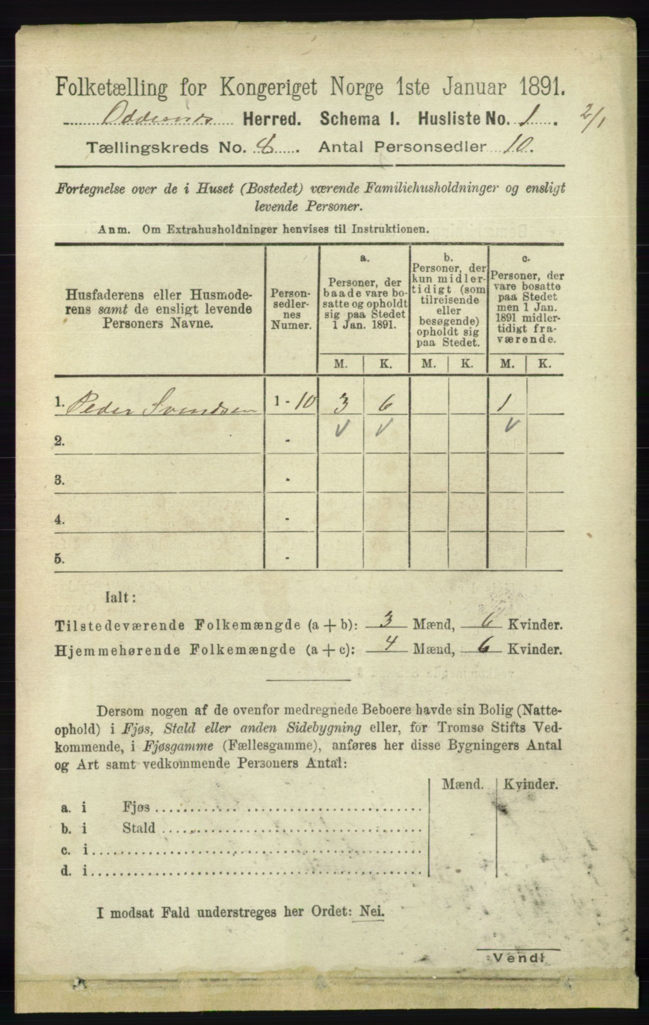 RA, Folketelling 1891 for 1012 Oddernes herred, 1891, s. 2633