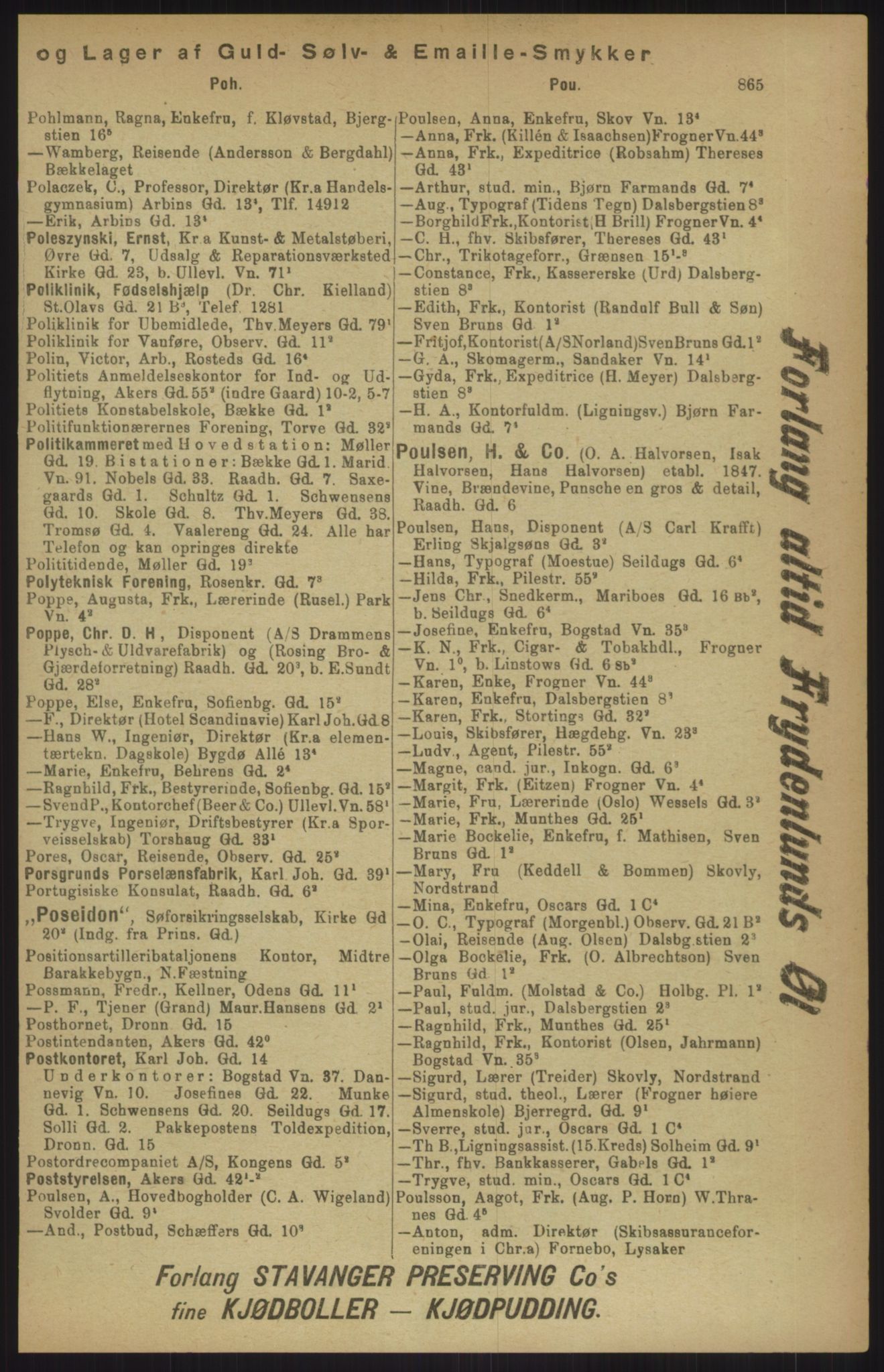 Kristiania/Oslo adressebok, PUBL/-, 1911, s. 865