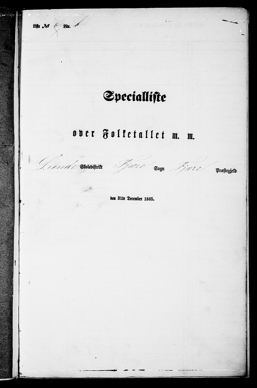 RA, Folketelling 1865 for 0923L Fjære prestegjeld, Fjære sokn, 1865, s. 168