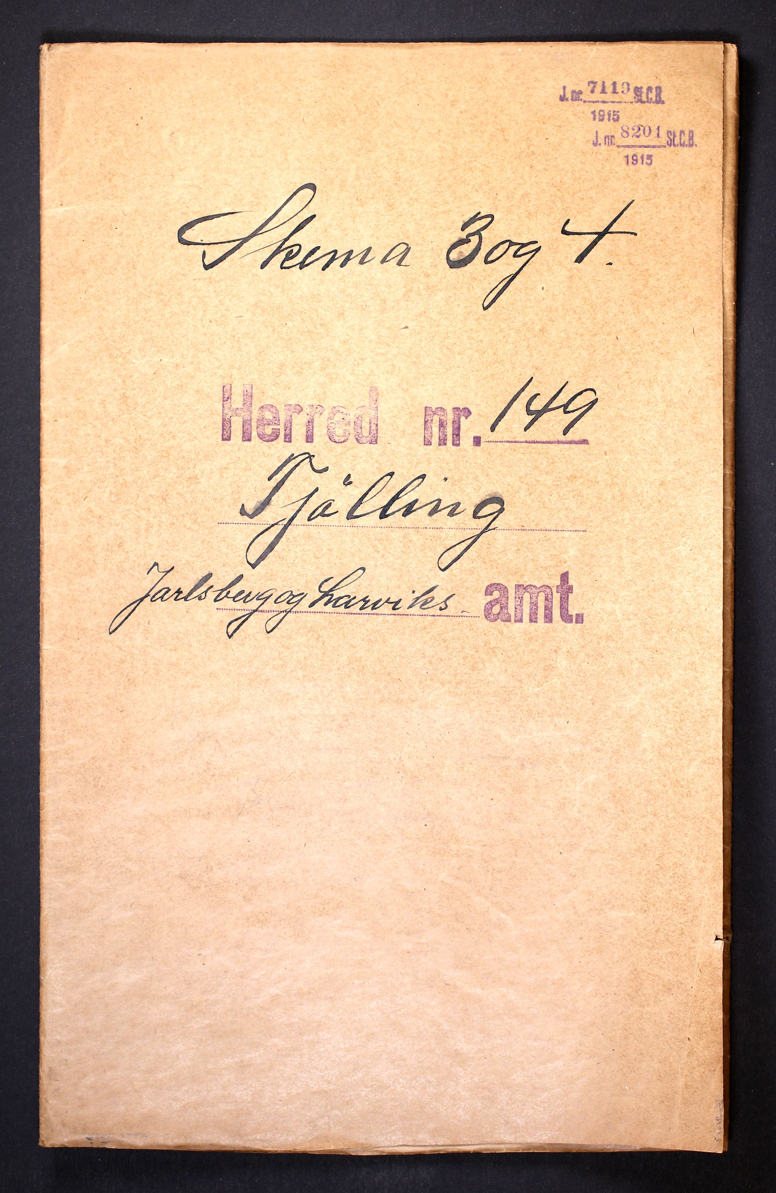 RA, Folketelling 1910 for 0725 Tjølling herred, 1910, s. 1