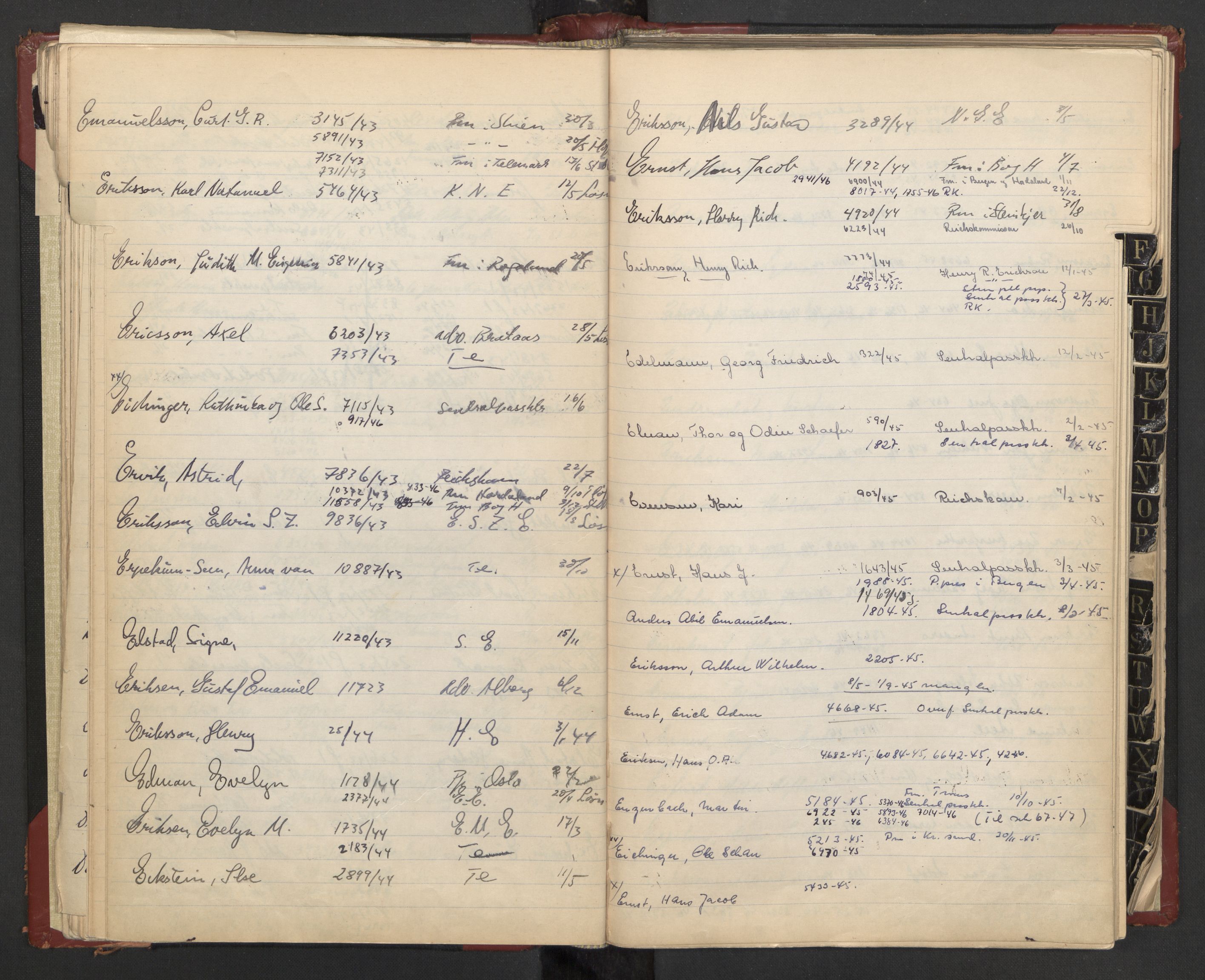 Justisdepartementet, 3. politikontor P3, AV/RA-S-1051/C/Cc/L0002: Journalregister over statsborgersaker, 1940-1946, s. 24