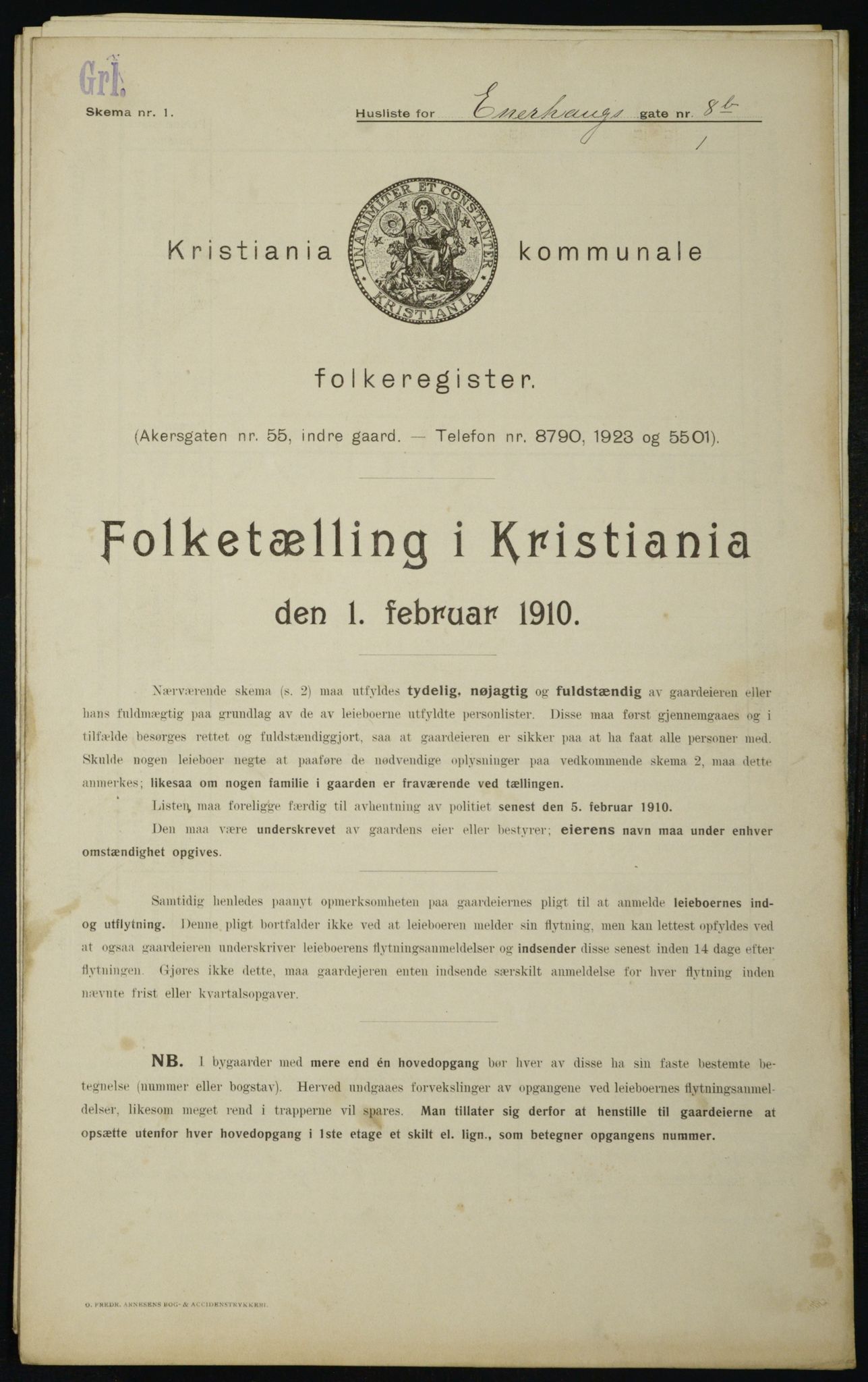 OBA, Kommunal folketelling 1.2.1910 for Kristiania, 1910, s. 19743