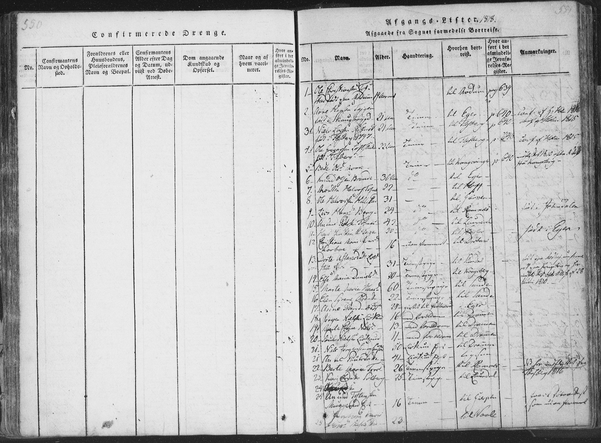 Sandsvær kirkebøker, SAKO/A-244/F/Fa/L0004: Ministerialbok nr. I 4, 1817-1839, s. 550-551