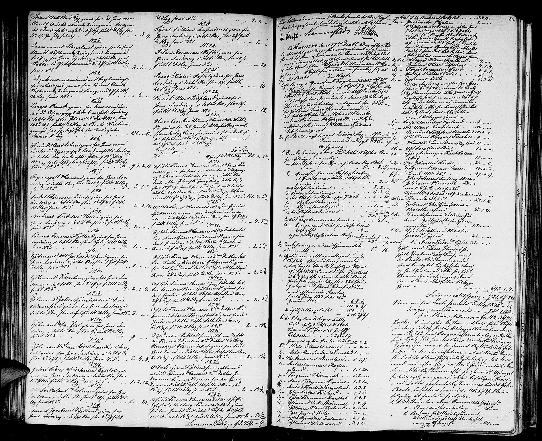 Mandal sorenskriveri, SAK/1221-0005/001/H/Hc/L0093: Skifteutlodningsprotokoll nr 2 med register, 1843-1852, s. 85b-86a