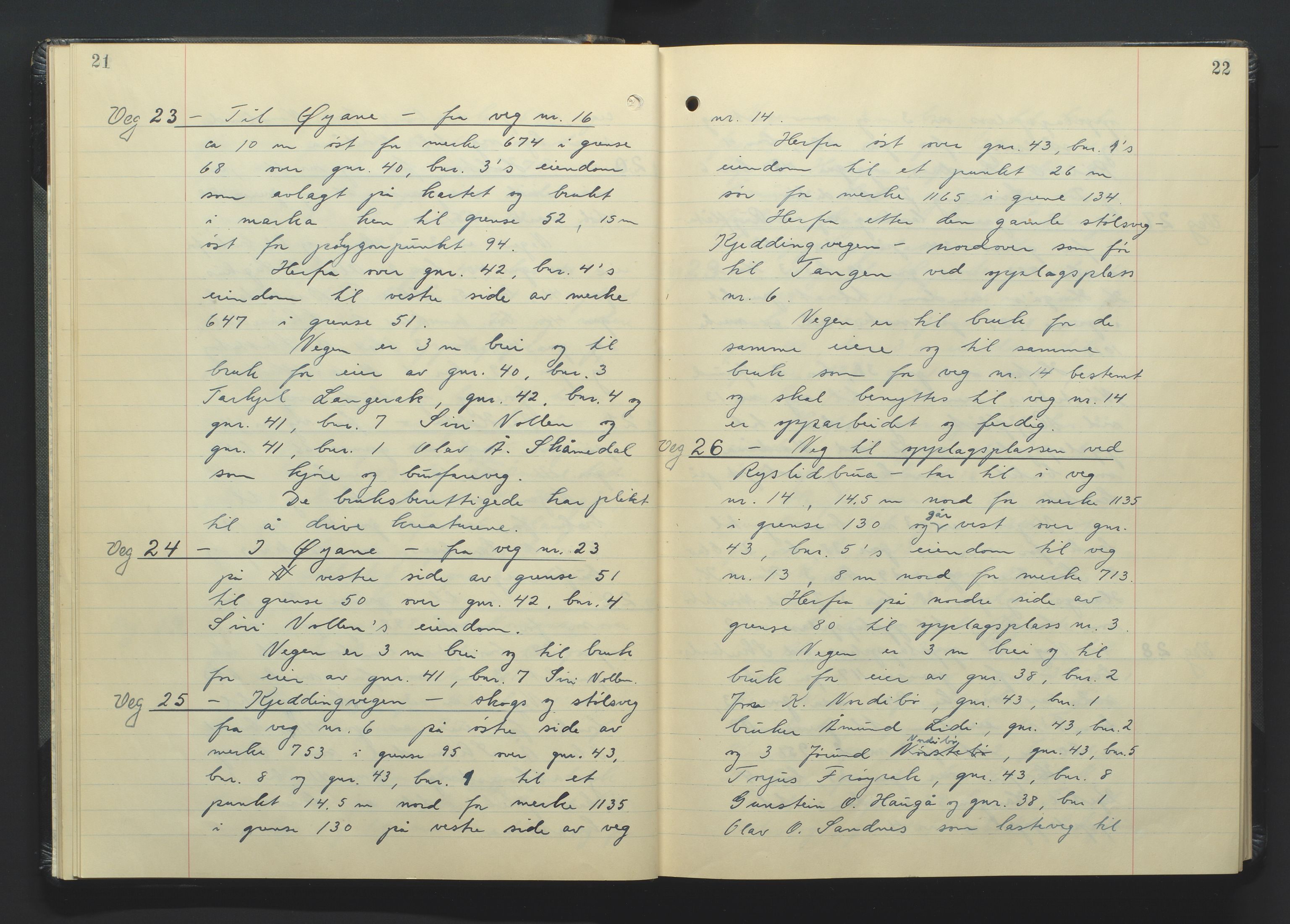 Setesdal jordskifterett, AV/SAK-1541-0008/F/Fa/Faa/L0002: Jordskifteprotokoll med gårdsregister, Setesdal domssokn nr 17, 1954