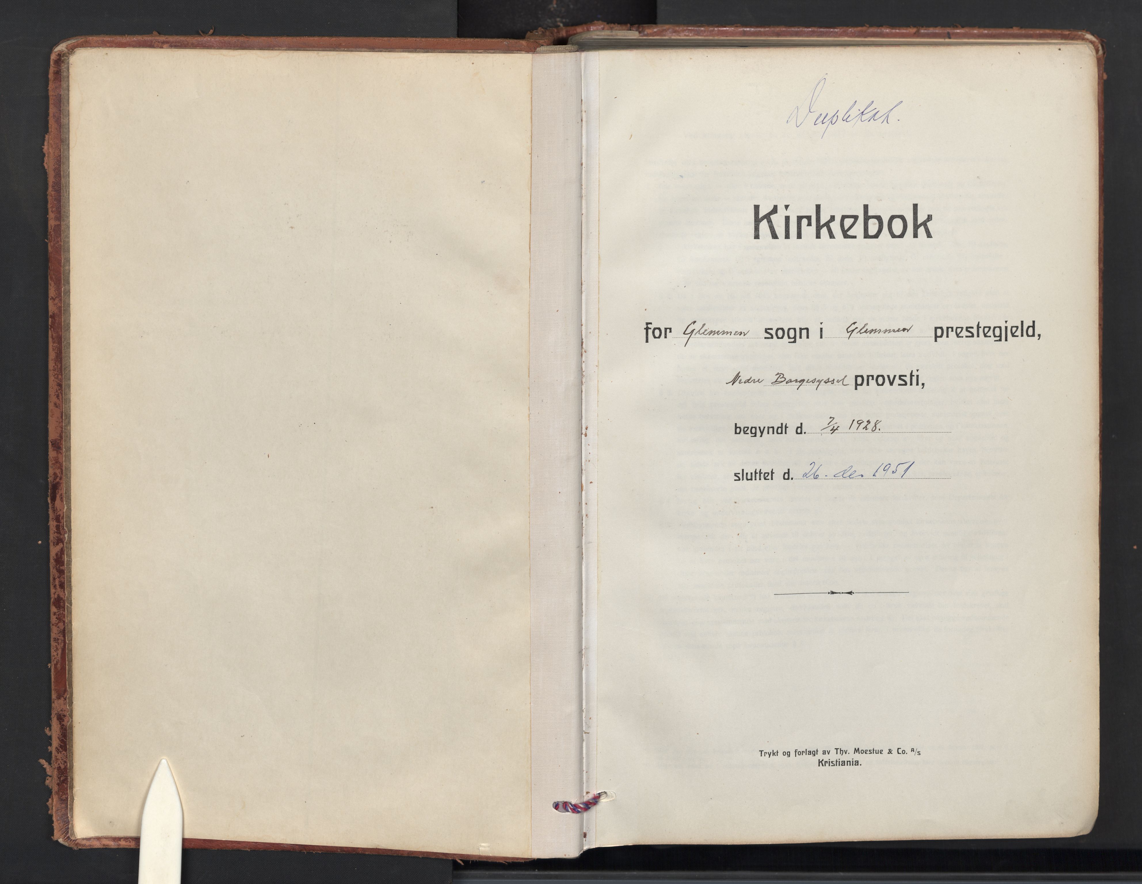 Glemmen prestekontor Kirkebøker, SAO/A-10908/G/Ga/L0010: Klokkerbok nr. 10, 1928-1951
