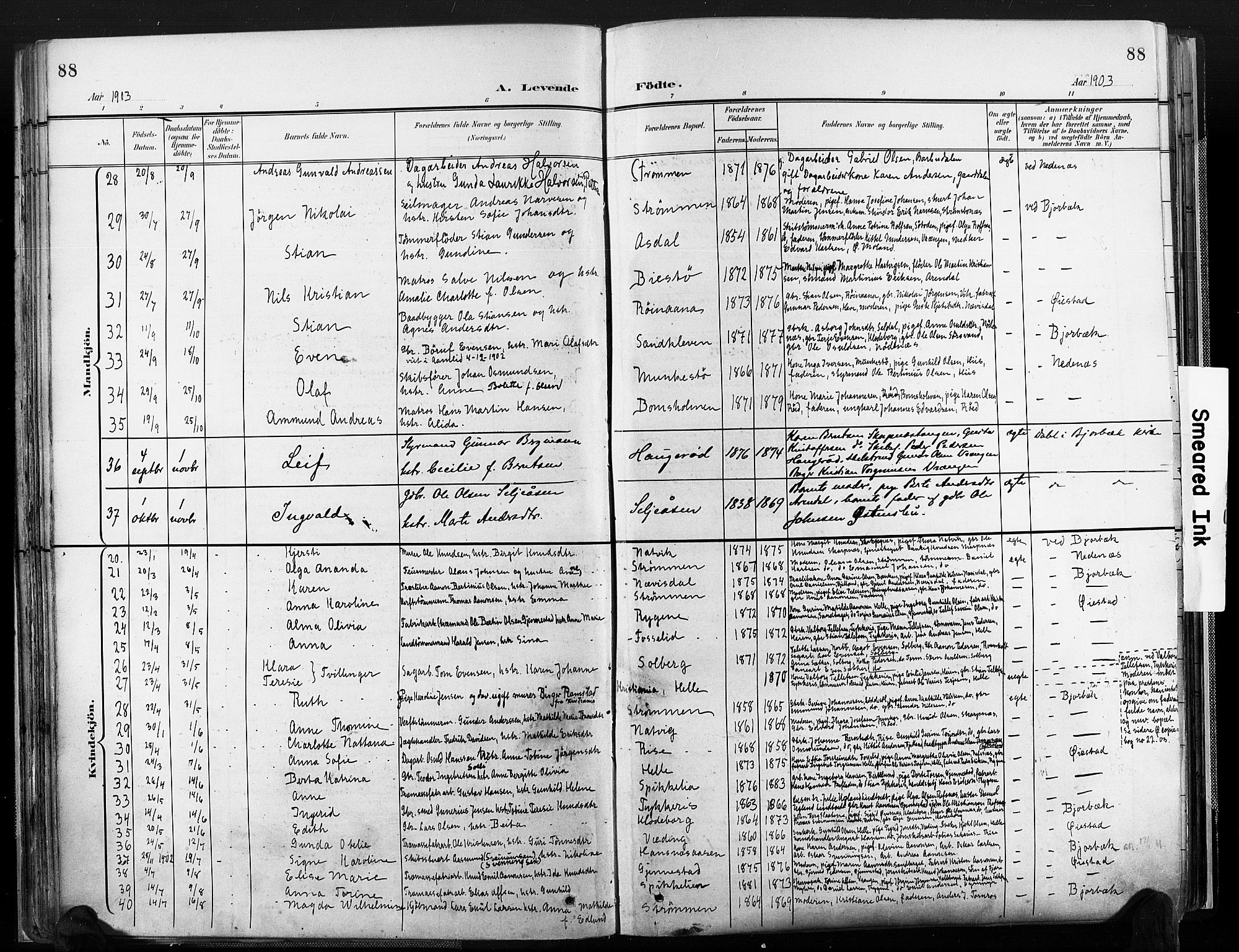 Øyestad sokneprestkontor, AV/SAK-1111-0049/F/Fa/L0018: Ministerialbok nr. A 18, 1897-1907, s. 88