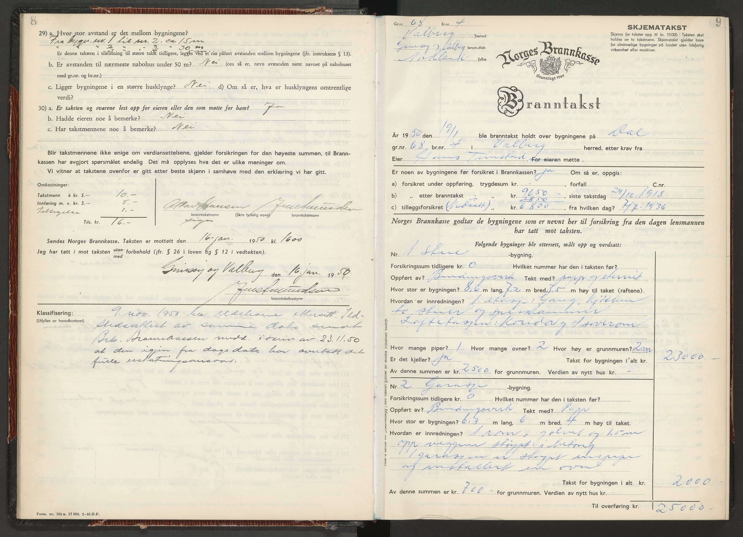 Norges Brannkasse Gimsøy og Valberg, AV/SAT-A-5588/Fb/L0004: Branntakstprotokoll, 1949-1954