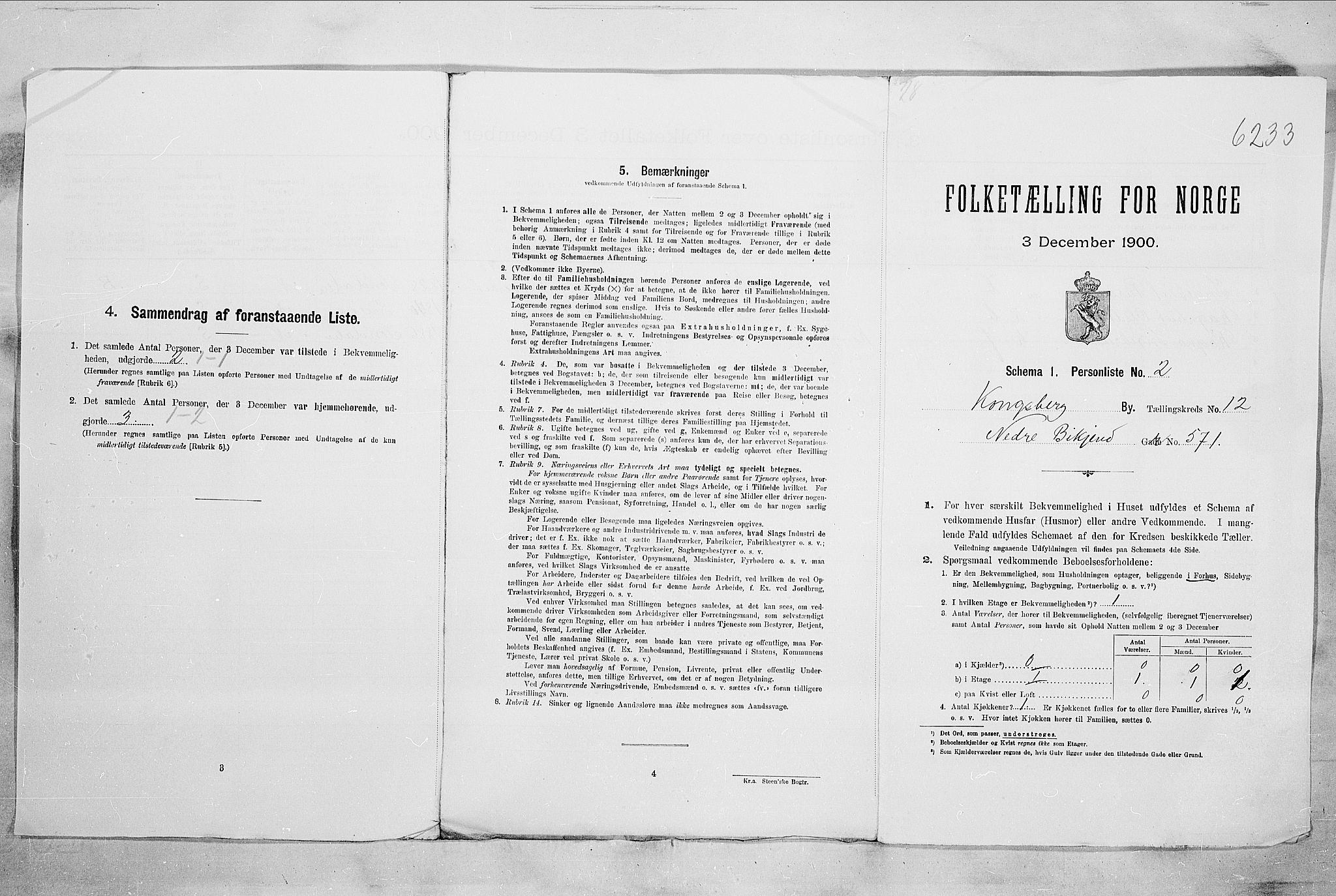 RA, Folketelling 1900 for 0604 Kongsberg kjøpstad, 1900, s. 2229