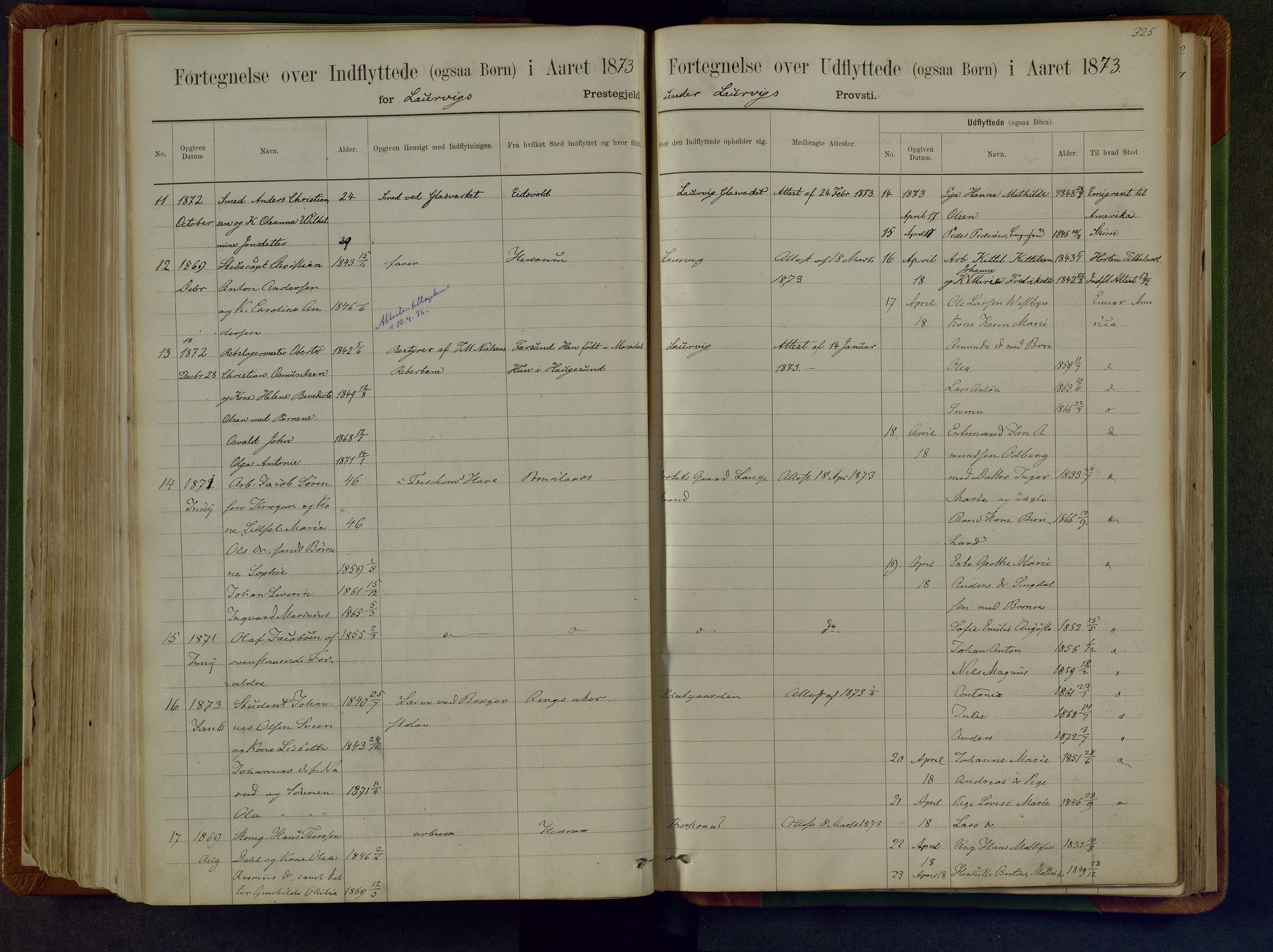 Larvik kirkebøker, SAKO/A-352/F/Fa/L0007: Ministerialbok nr. I 7, 1871-1883, s. 325
