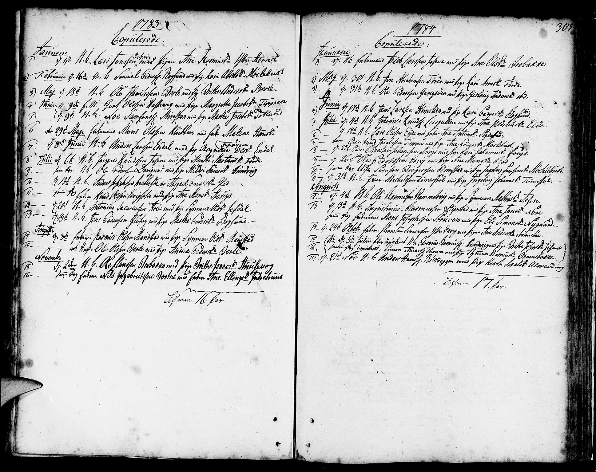 Davik sokneprestembete, AV/SAB-A-79701/H/Haa/Haaa/L0002: Ministerialbok nr. A 2, 1742-1816, s. 305